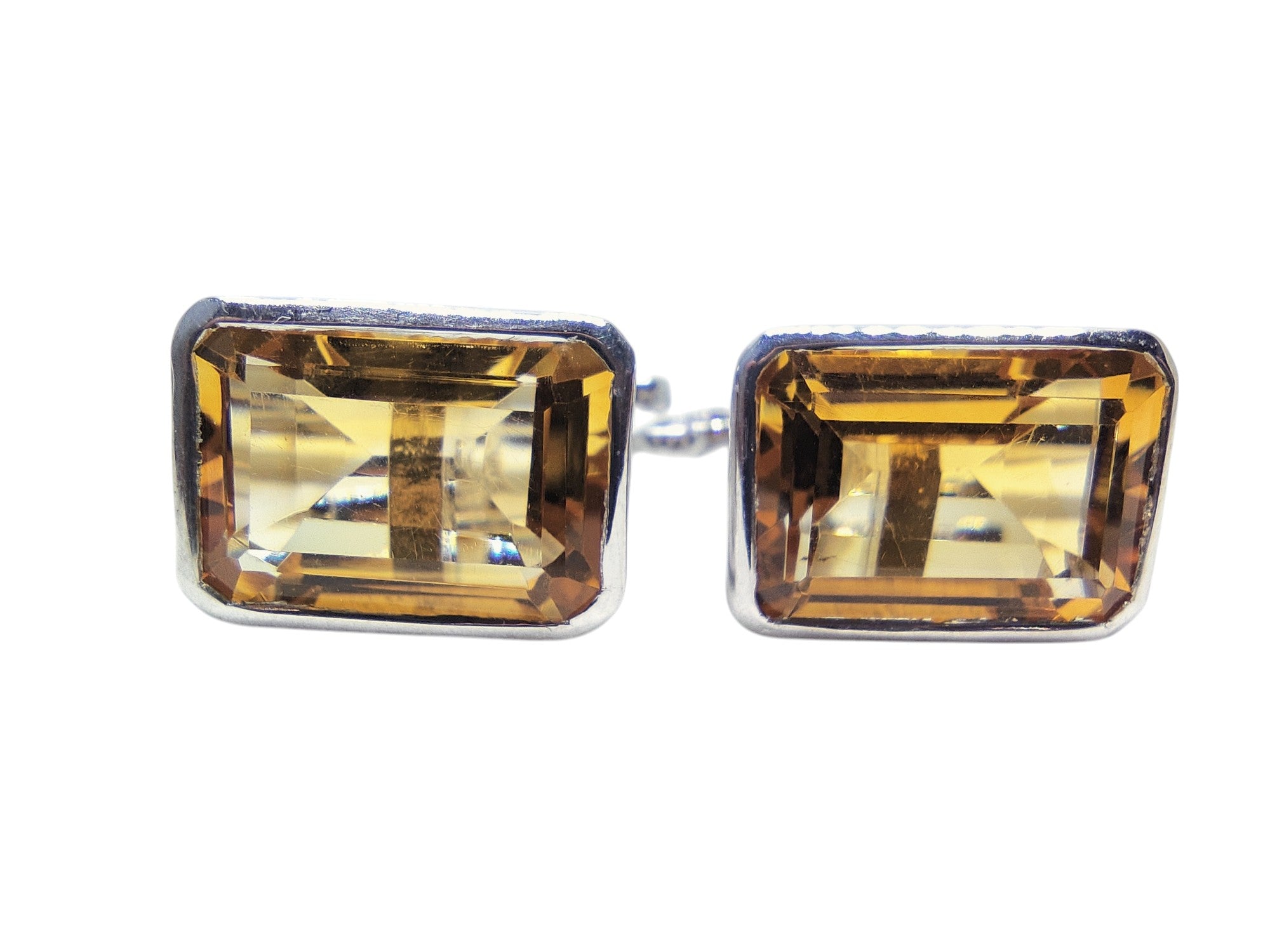 Big Citrine Cufflinks 925 Sterling Silver Citrine Cufflinks Natural Citrine Cufflinks 10x14 mm Octagon Citrine Groomsmen Cufflinks