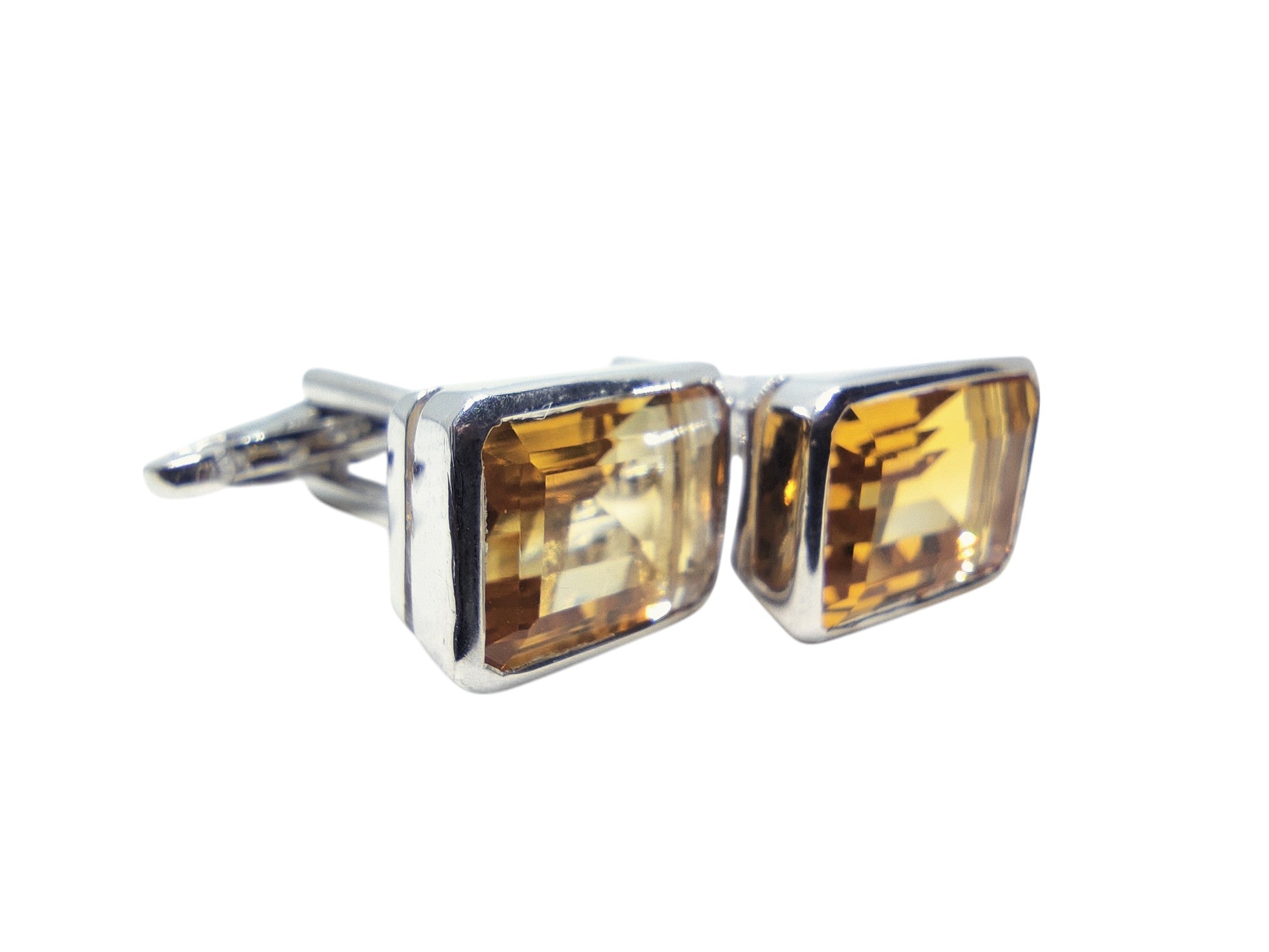 Big Citrine Cufflinks 925 Sterling Silver Citrine Cufflinks Natural Citrine Cufflinks 10x14 mm Octagon Citrine Groomsmen Cufflinks