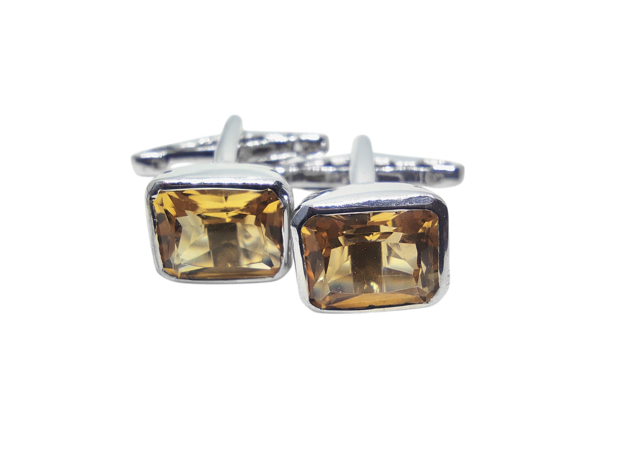 Big Citrine Cufflinks 925 Sterling Silver Citrine Cufflinks Natural Citrine Cufflinks 10x14 mm Octagon Citrine Groomsmen Cufflinks