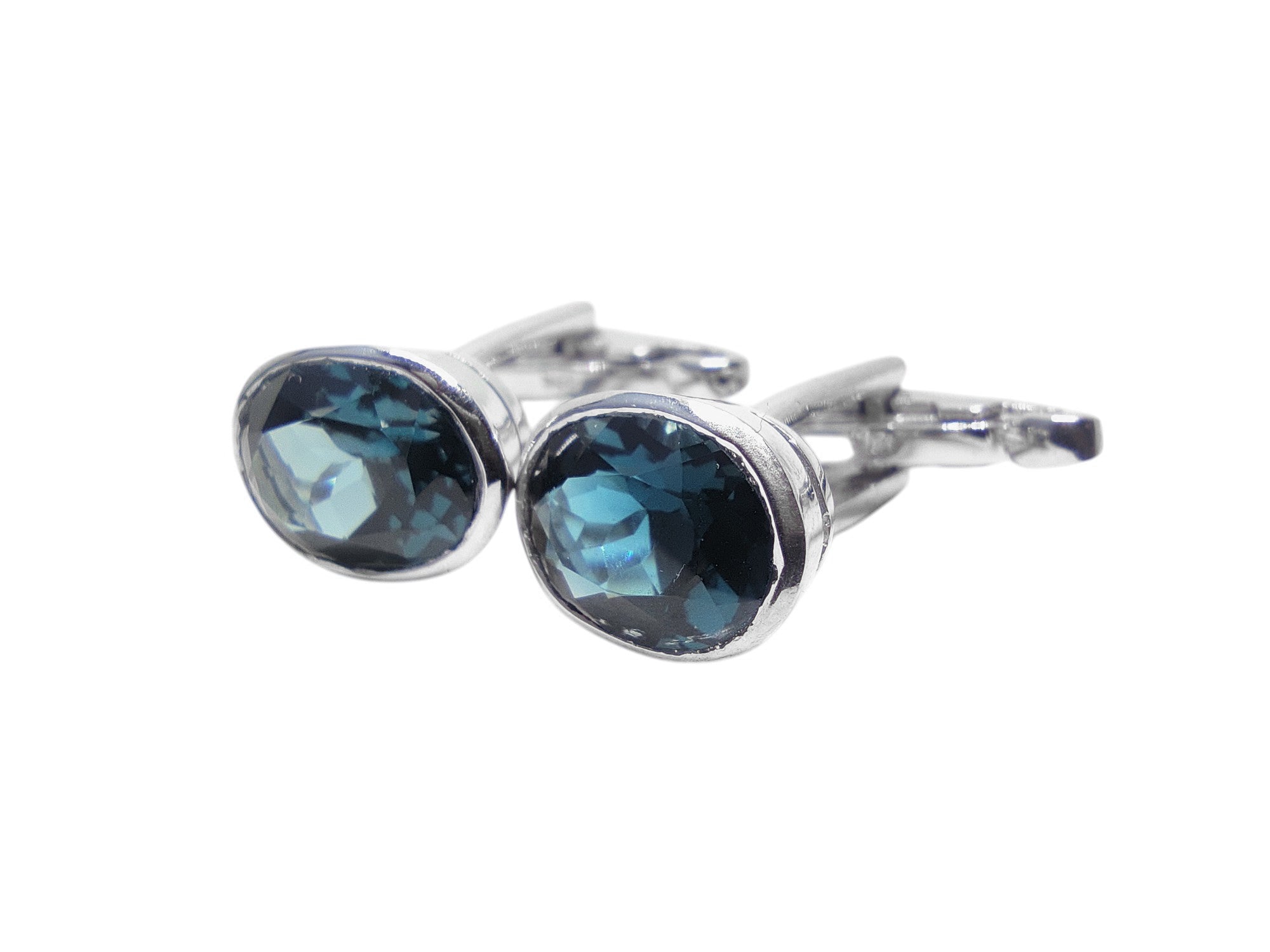 925 Silver London Blue Topaz Cufflinks AA Grade London Blue Topaz Cufflinks For Men London Topaz Groomsmen Cufflinks Wedding Cufflinks