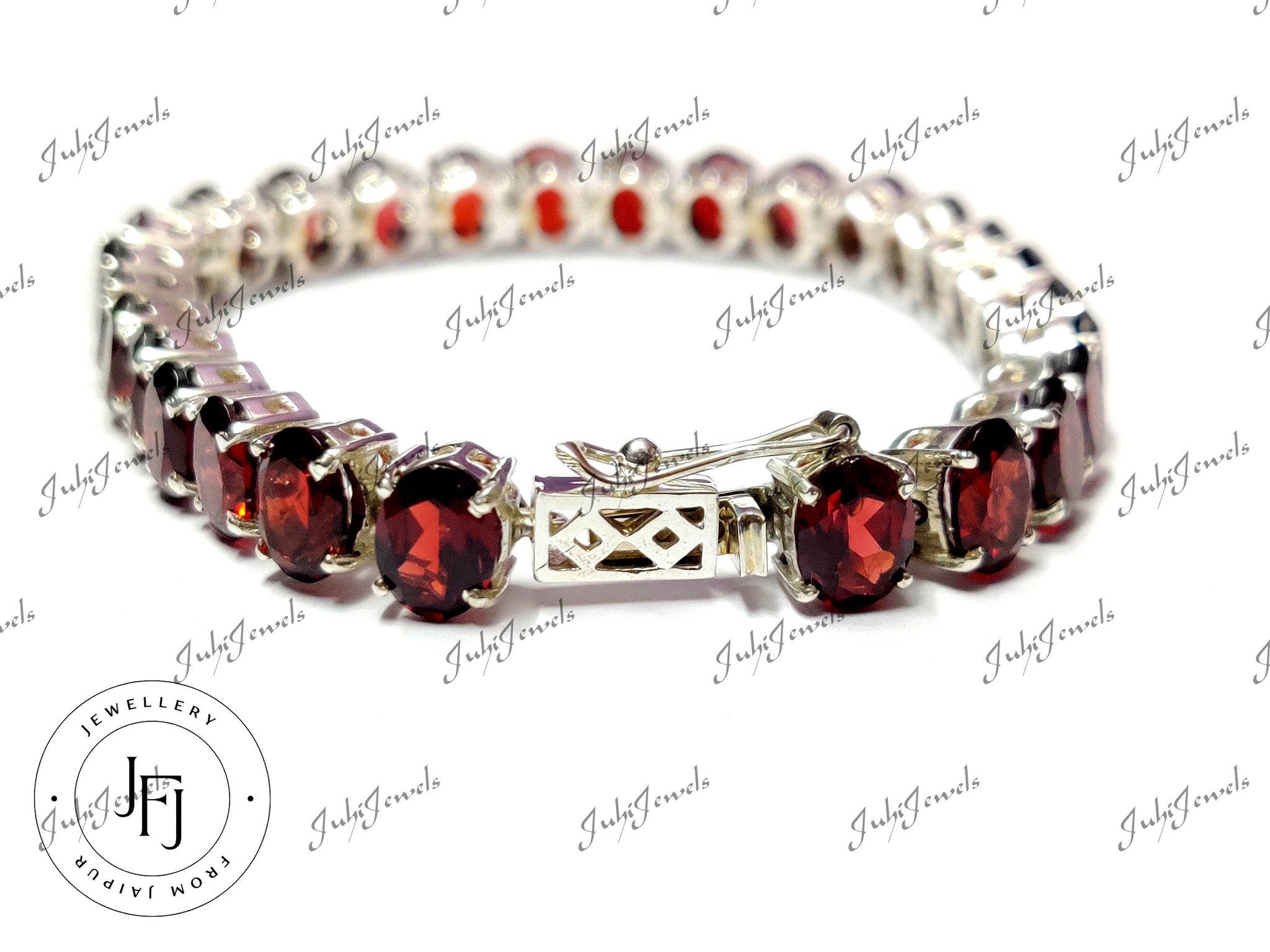 Silver Garnet Bracelet Heavy Silver Garnet Men Bracelet 40 Ct Garnet Mens Bracelet January Birthstone Bracelet Solid Silver Garnet Bracelet