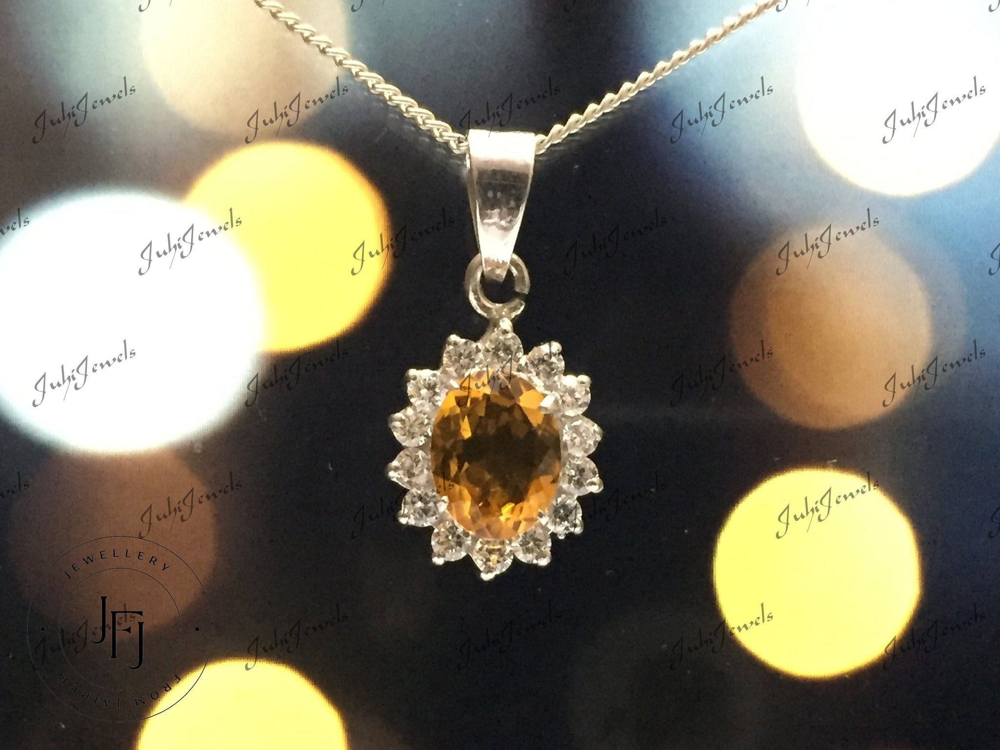 Silver Citrine Necklace Citrine Pendant 1.5 CT Citrine Pendant Tiny Citrine Pendant Dainty Citrine Necklace November Birthstone Pendant