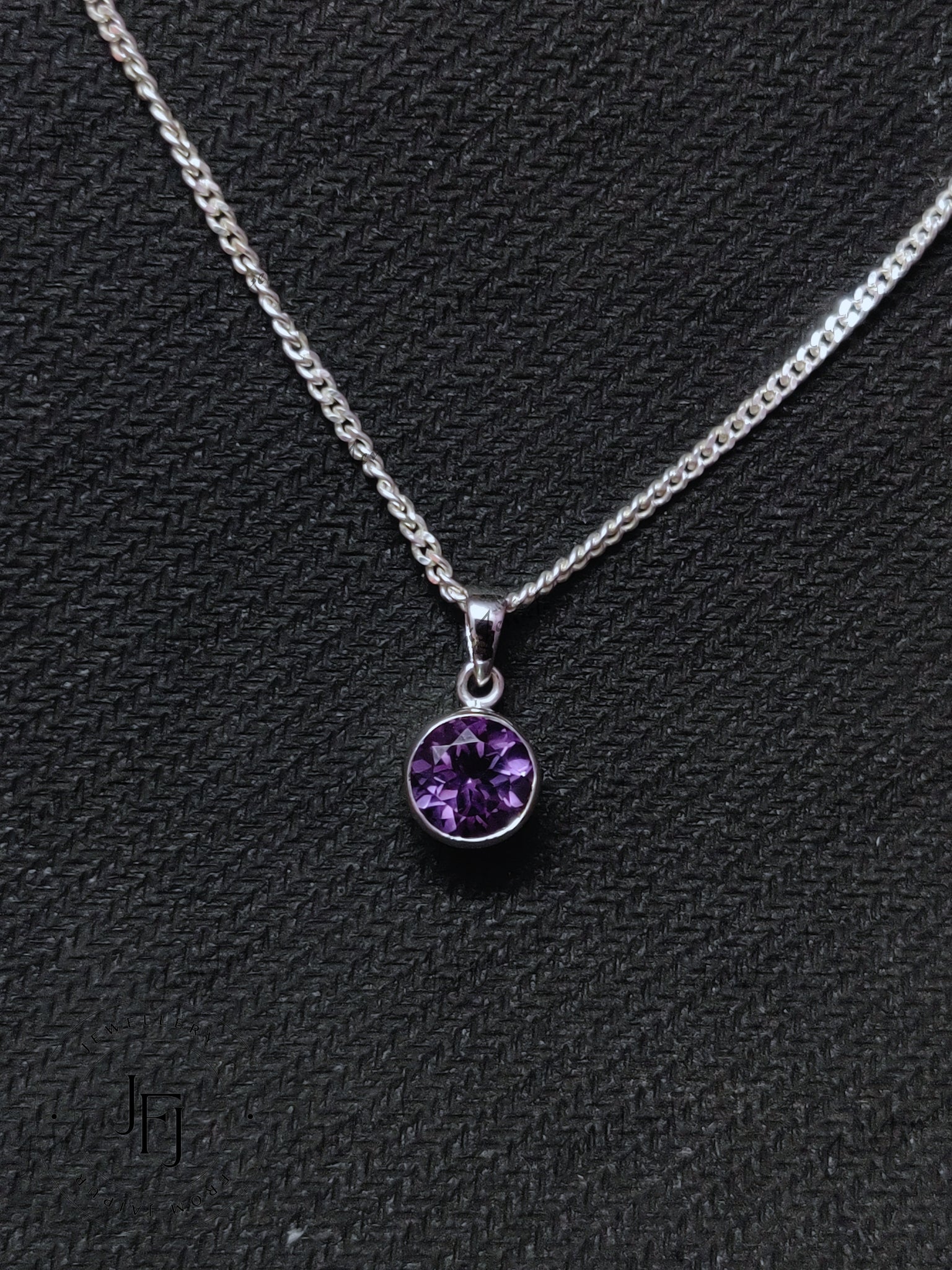 AAA Amethyst Pendant Necklace 1.5 Ct Amethyst Pendant 7 mm Round Amethyst Jewelry February Birthstone Solitaire Pendant