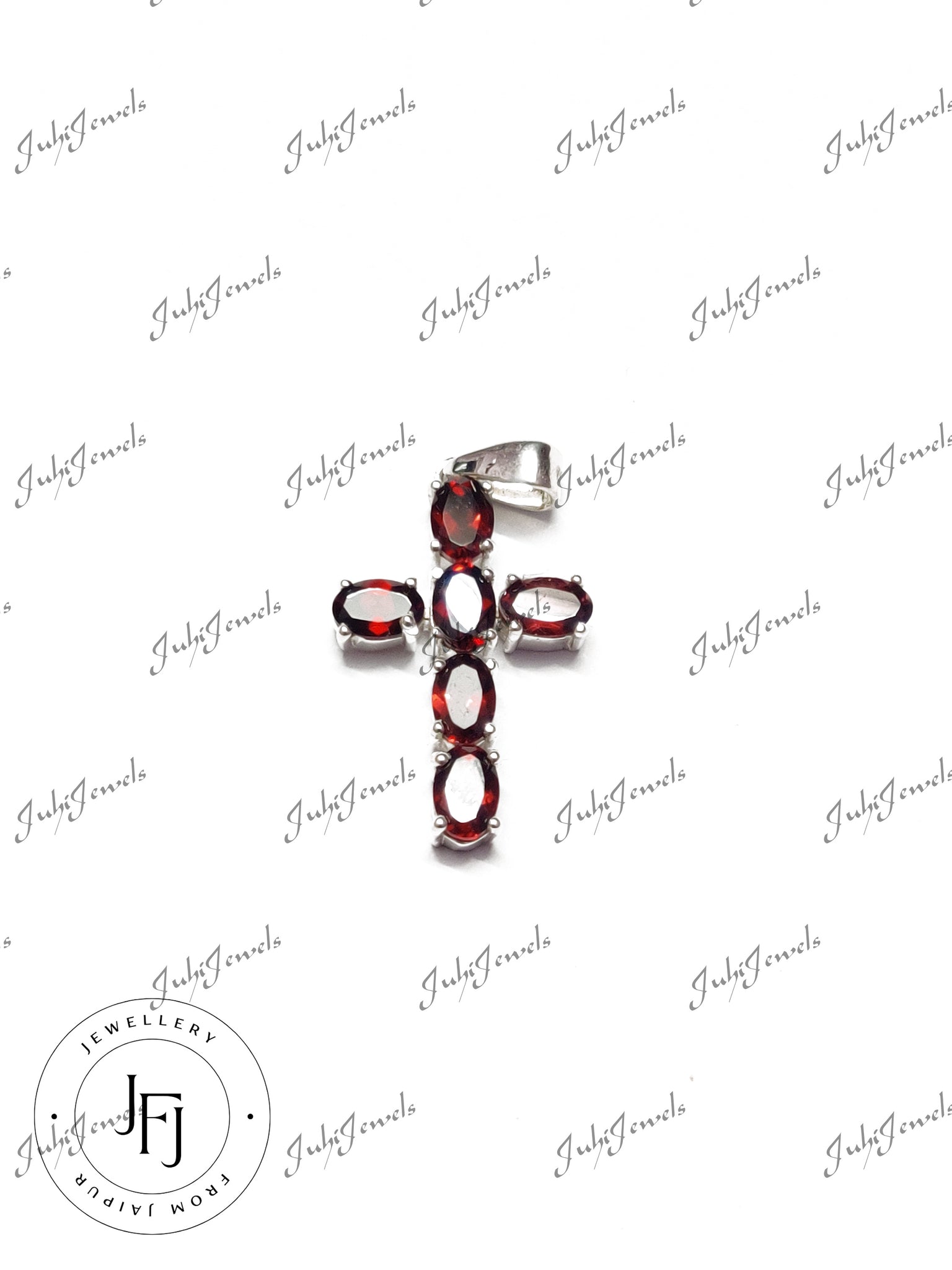 Garnet Cross Pendant Natural Garnet Cross Necklace Pendant 4x6 mm Oval Garnet Pendant Sterling Silver Garnet Cross Pendant Christmas Pendant