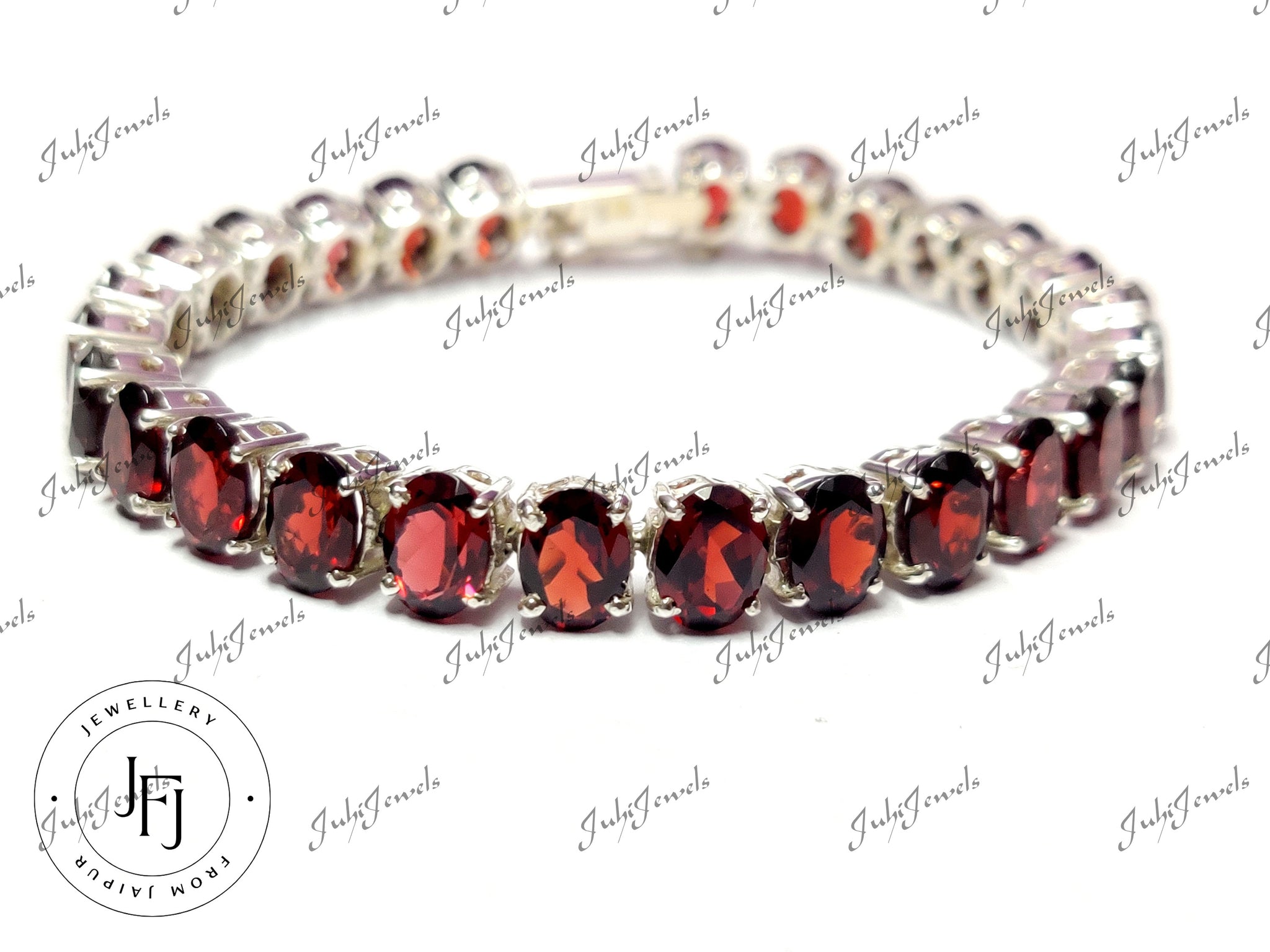 Silver Garnet Bracelet Heavy Silver Garnet Men Bracelet 40 Ct Garnet Mens Bracelet January Birthstone Bracelet Solid Silver Garnet Bracelet