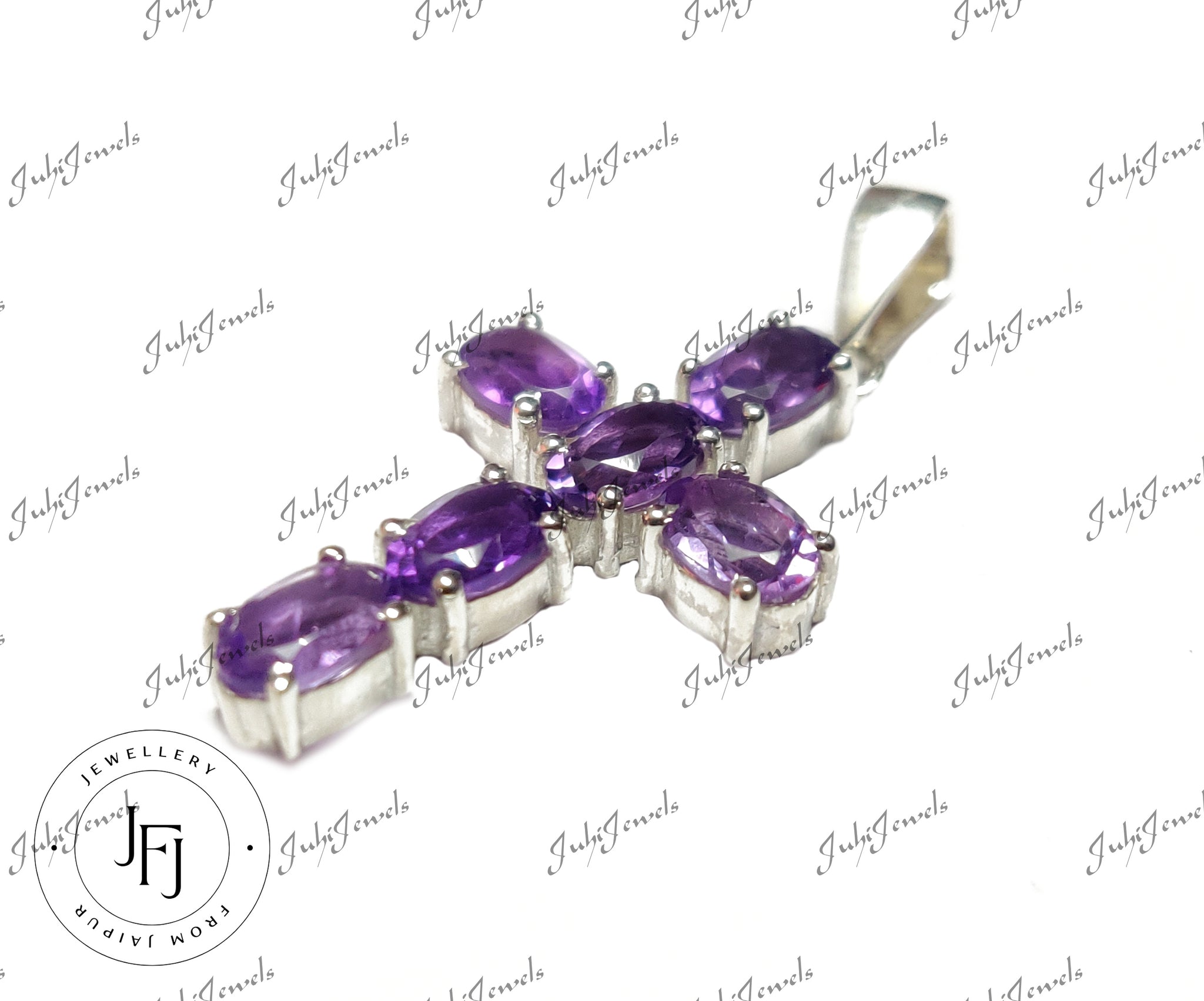 Amethyst Cross Pendant Natural Amethyst Cross Necklace Pendant 4x6 mm Oval Amethyst Pendant Sterling Silver Amethyst Cross Pendant Christmas