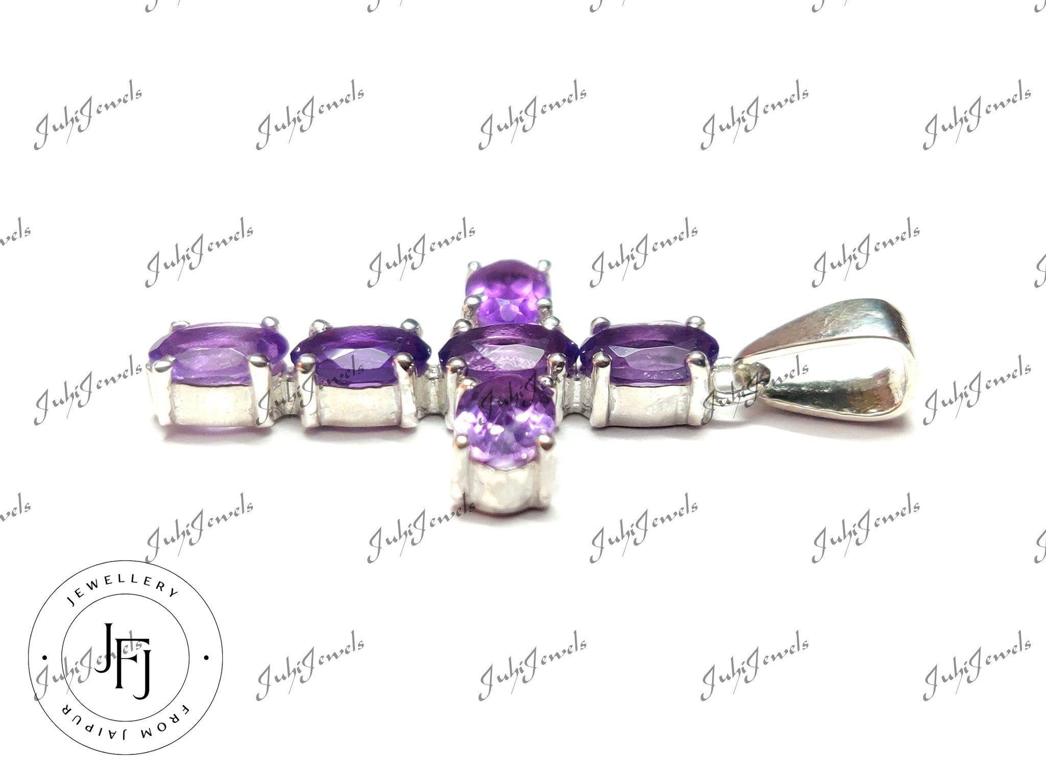 Amethyst Cross Pendant Natural Amethyst Cross Necklace Pendant 4x6 mm Oval Amethyst Pendant Sterling Silver Amethyst Cross Pendant Christmas