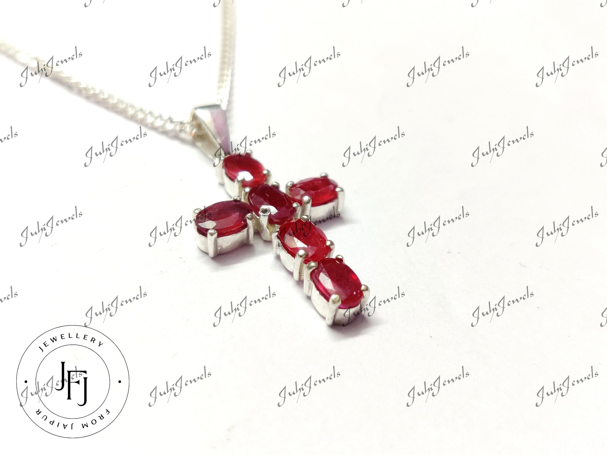 Ruby Cross Pendant Natural Ruby Cross Necklace Pendant 4x6 mm Oval Ruby Pendant Sterling Silver Ruby Cross Pendant Christmas Gift Catholic