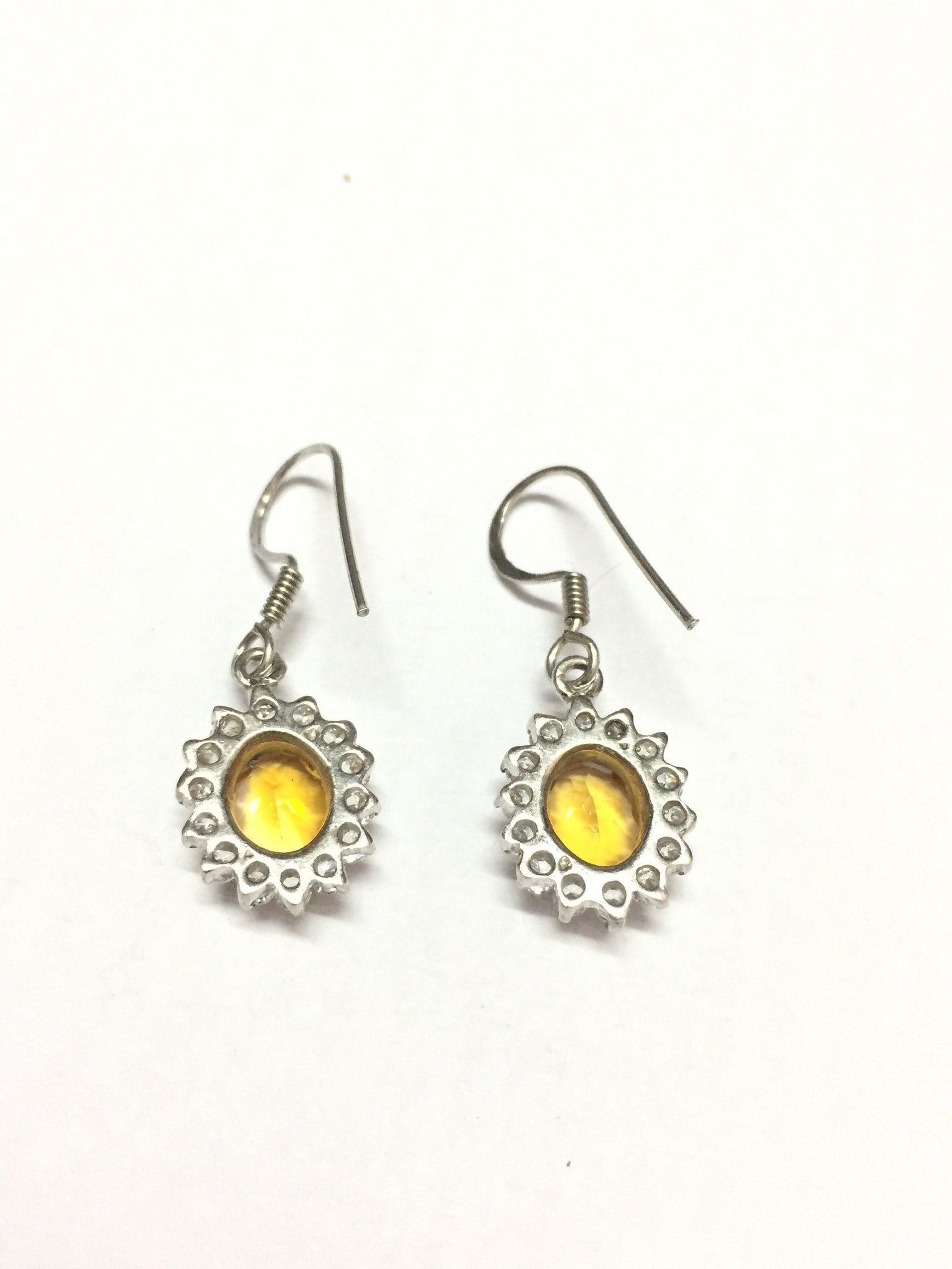 Silver Citrine Earrings 3.1 Ct Citrine Drop Earrings 925 Sterling Silver  Wire Wrap Earrings Bridal Earrings Yellow Gemstone Earrings