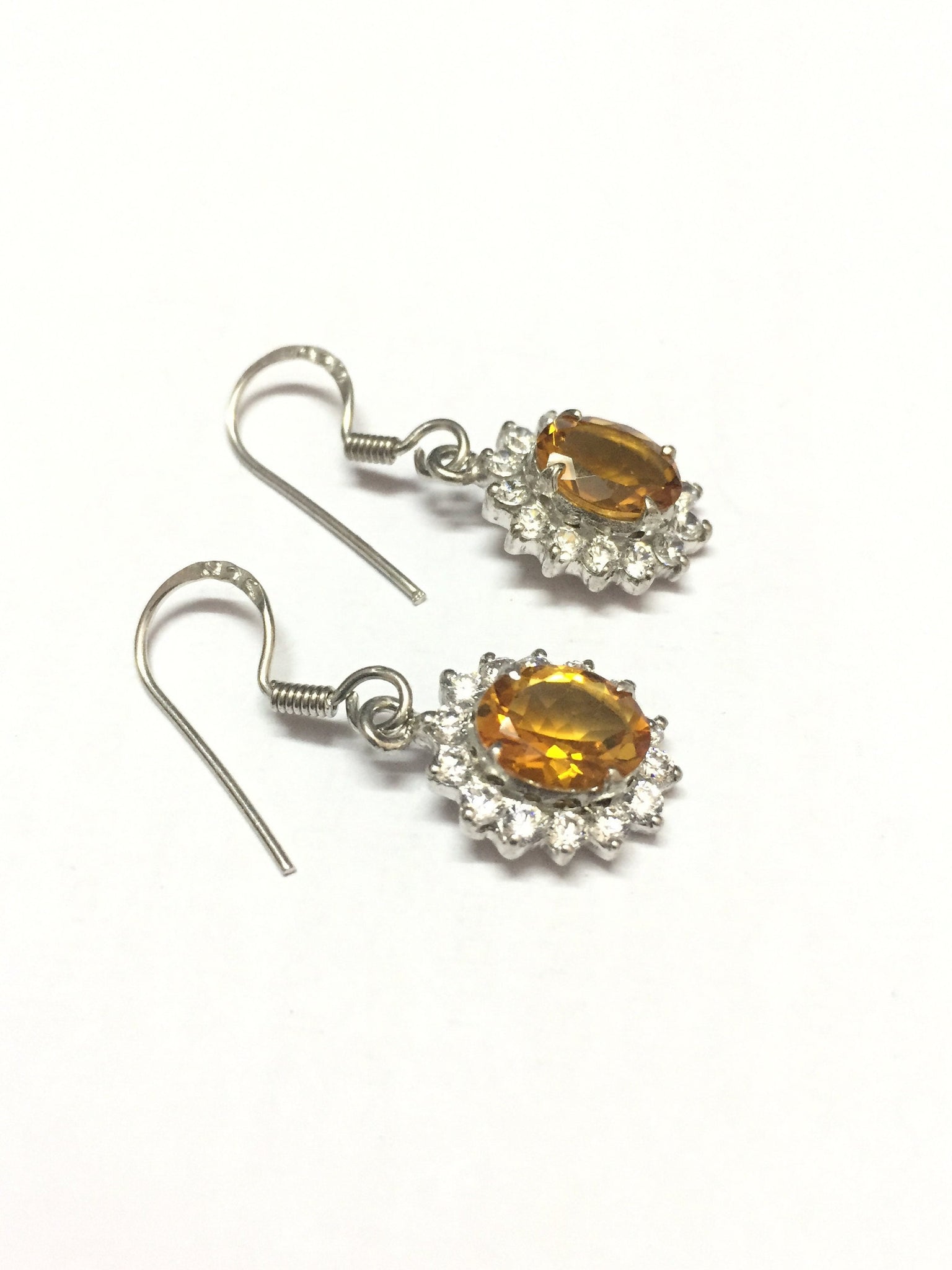 Silver Citrine Earrings 3.1 Ct Citrine Drop Earrings 925 Sterling Silver  Wire Wrap Earrings Bridal Earrings Yellow Gemstone Earrings