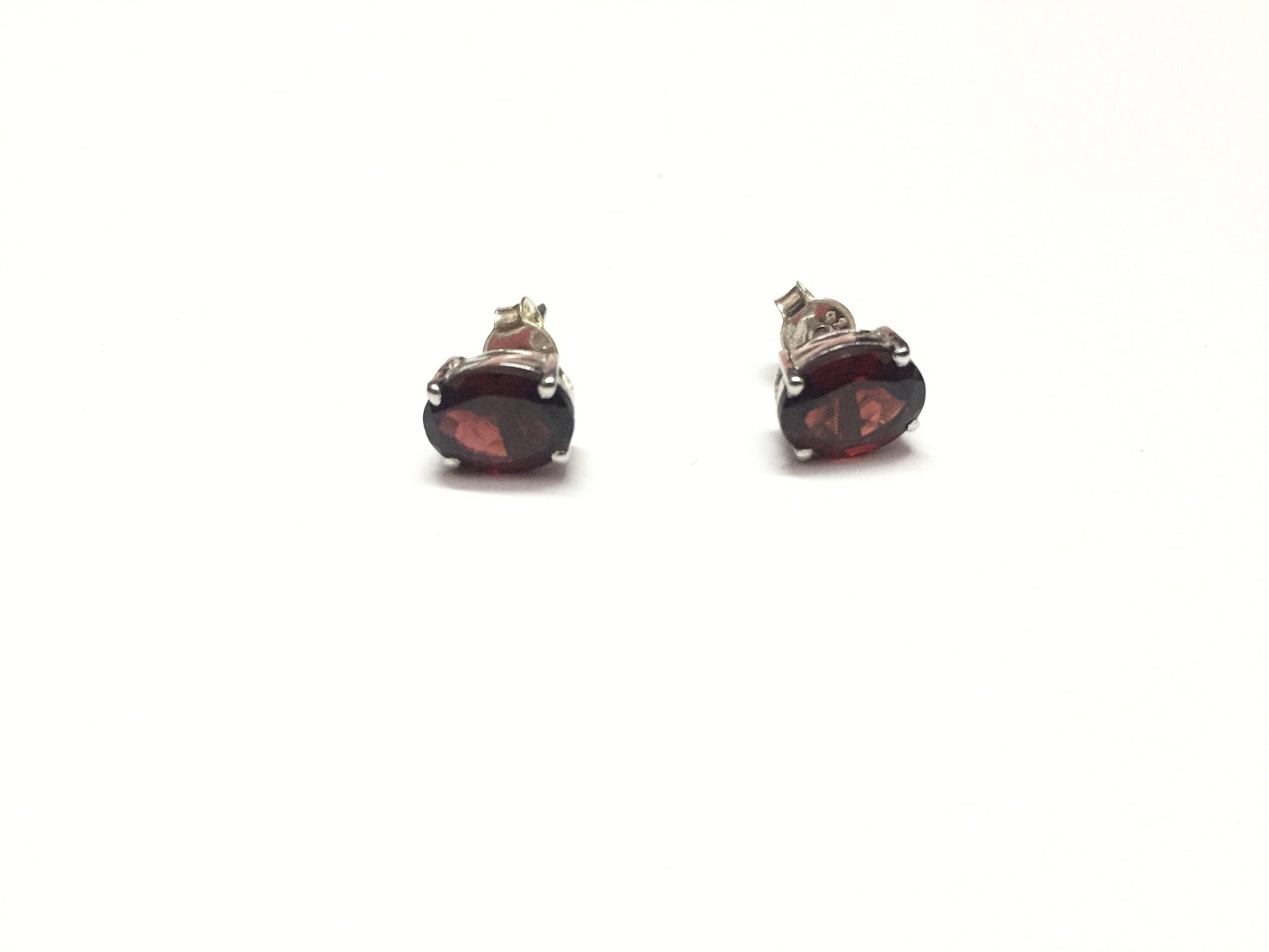 Sterling Silver Garnet Ear Stud Earrings 5x7 mm, 6x8 mm, 7x9 mm, 8x10 mm Ear Studs Garnet Ear Studs Garnet Post Earrings Silver Garnet Studs