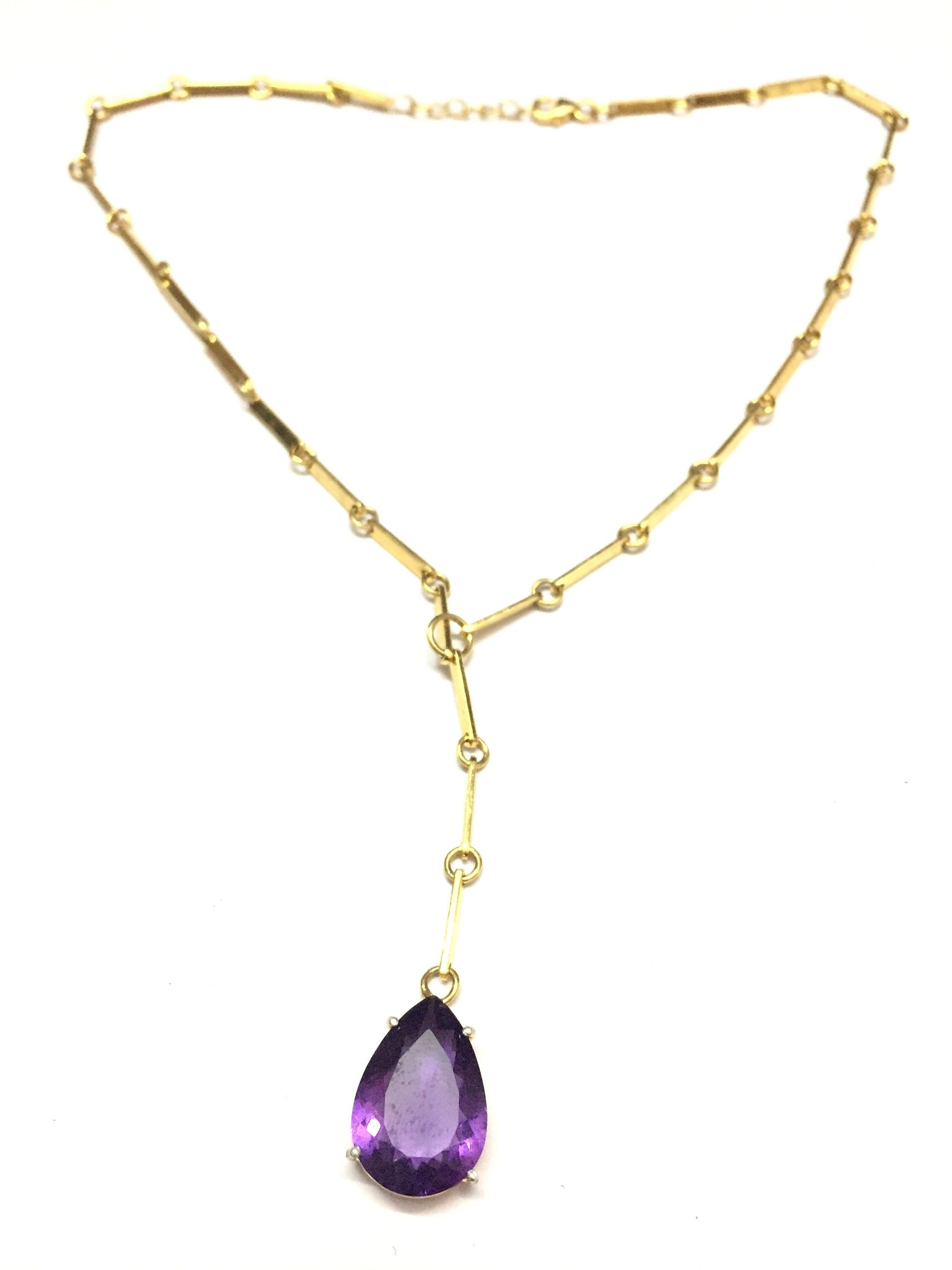 Gold Amethyst Necklace Natural Amethyst Necklace Long Amethyst Necklace Gemstone Necklace Long Gold Rhodium Necklace