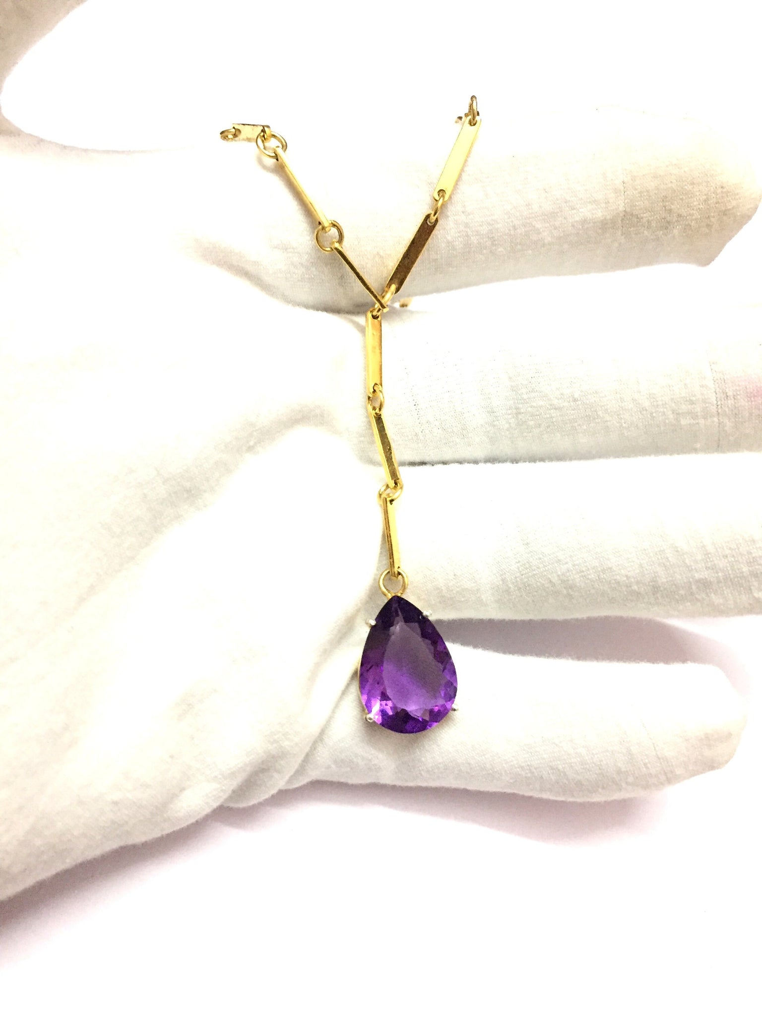 Gold Amethyst Necklace Natural Amethyst Necklace Long Amethyst Necklace Gemstone Necklace Long Gold Rhodium Necklace