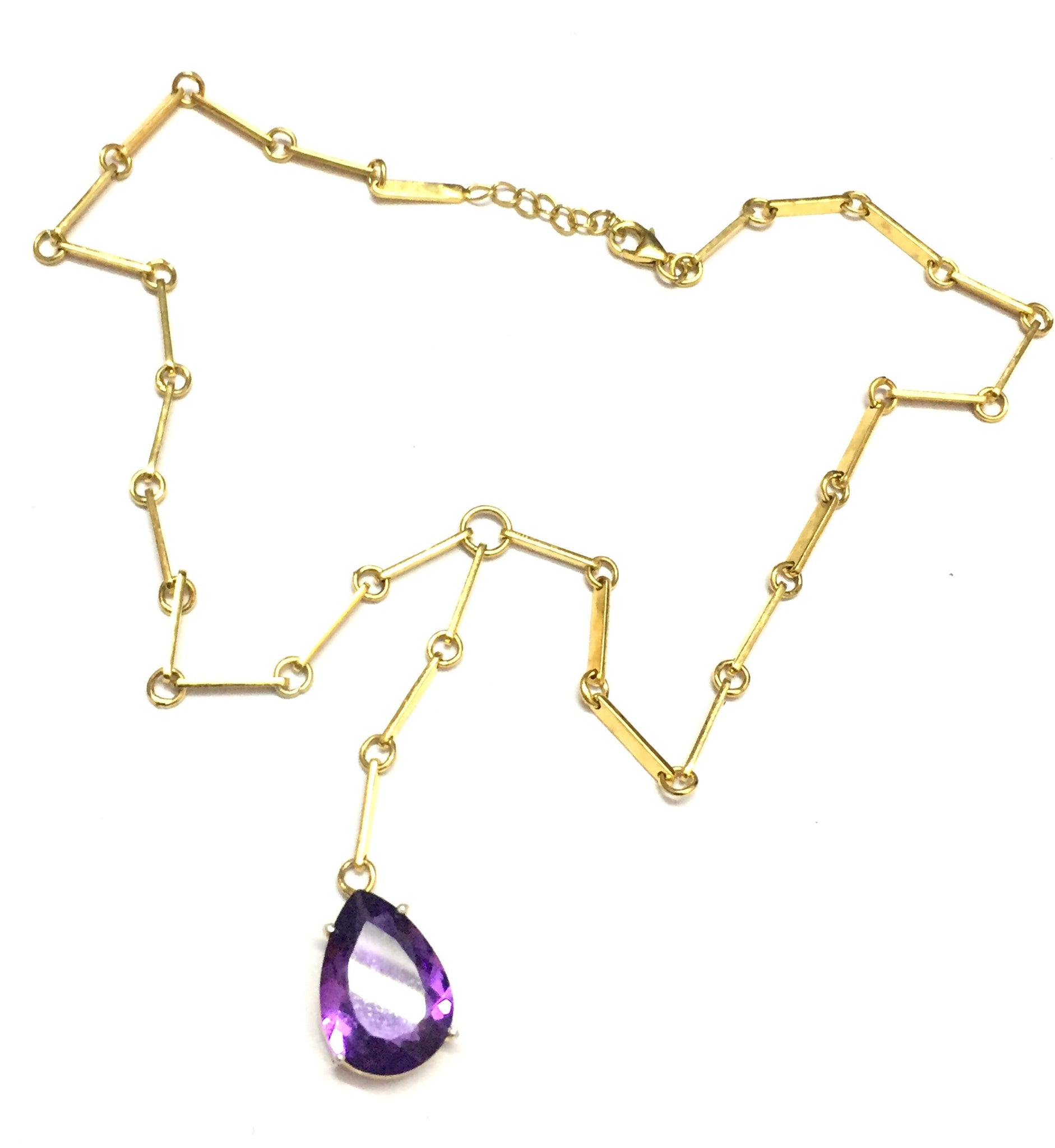 Gold Amethyst Necklace Natural Amethyst Necklace Long Amethyst Necklace Gemstone Necklace Long Gold Rhodium Necklace