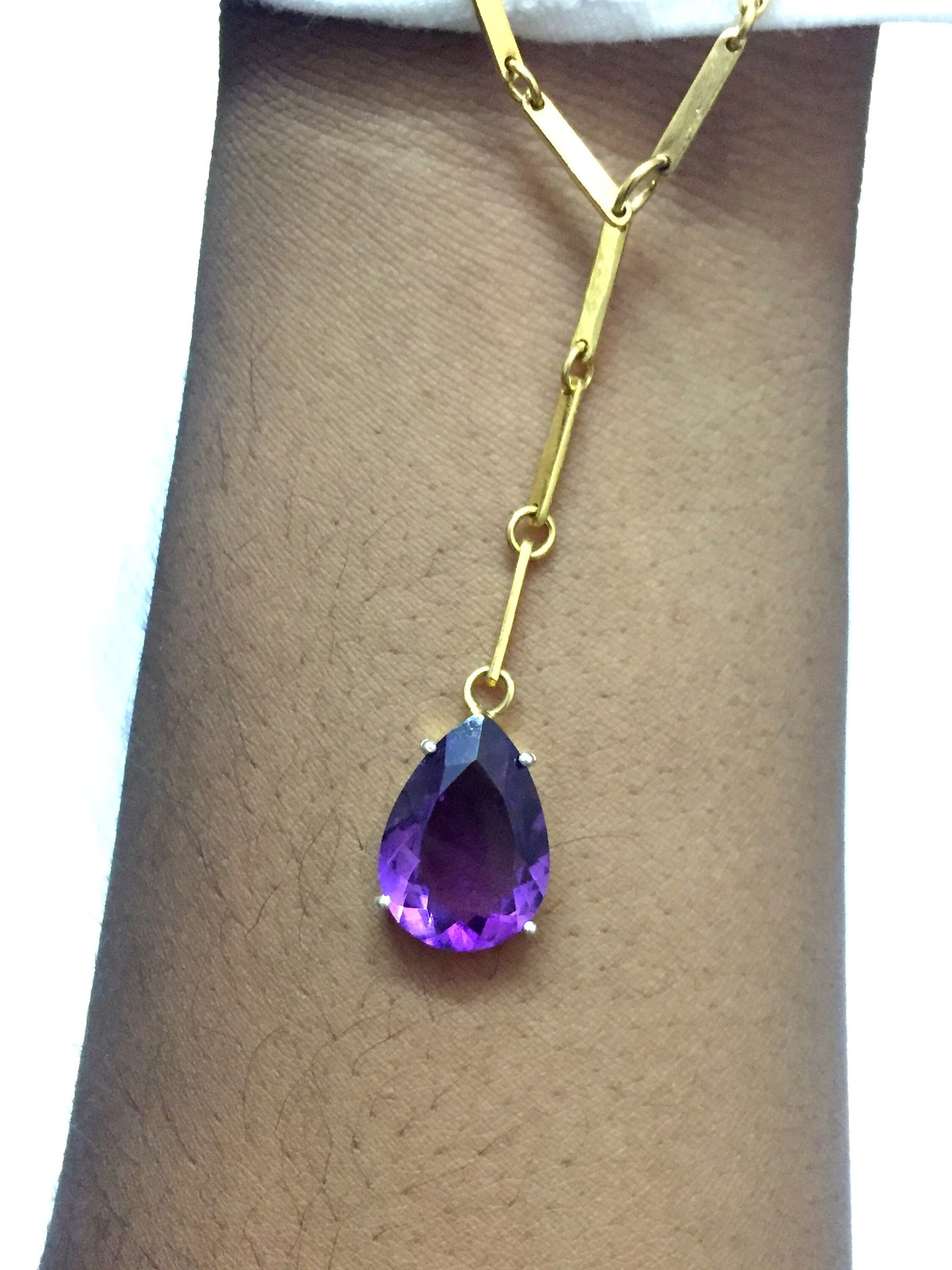 Gold Amethyst Necklace Natural Amethyst Necklace Long Amethyst Necklace Gemstone Necklace Long Gold Rhodium Necklace