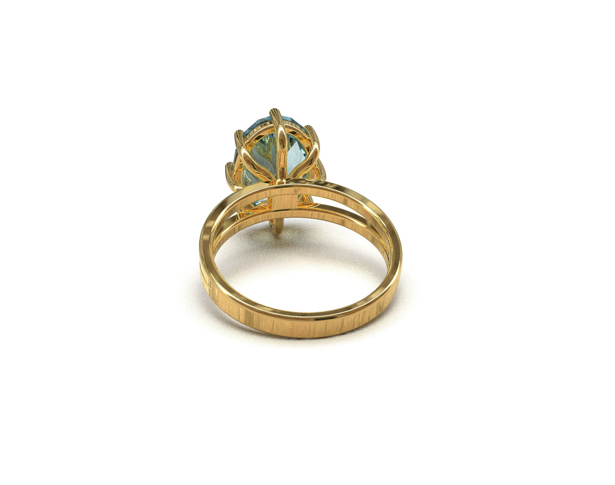 14K Yellow Gold Swiss Blue Topaz Ring 10x14 mm Oval 6.2 Ct Natural Blue Topaz Ring Gemstone Ring Men Gold Ring