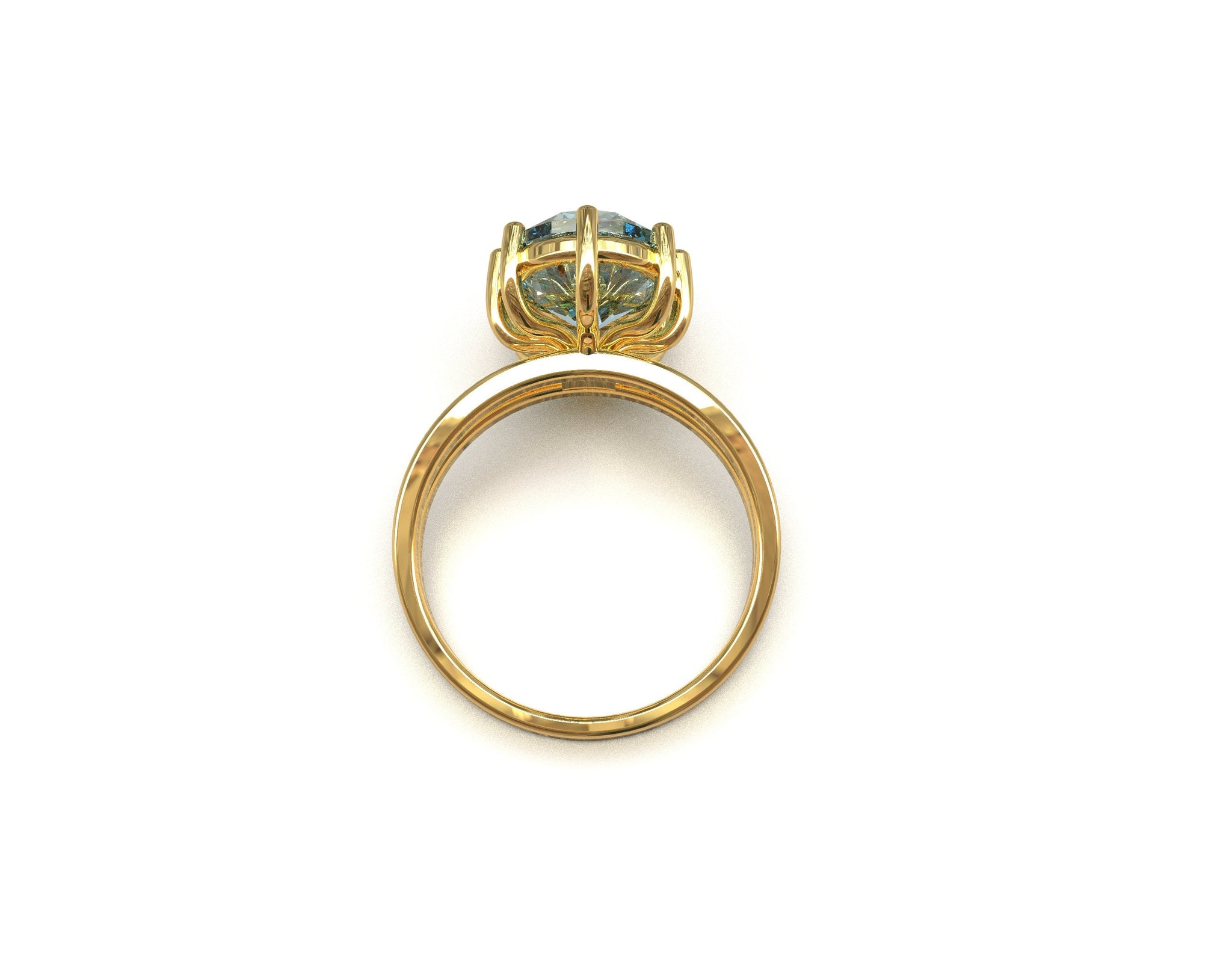 14K Yellow Gold Swiss Blue Topaz Ring 10x14 mm Oval 6.2 Ct Natural Blue Topaz Ring Gemstone Ring Men Gold Ring