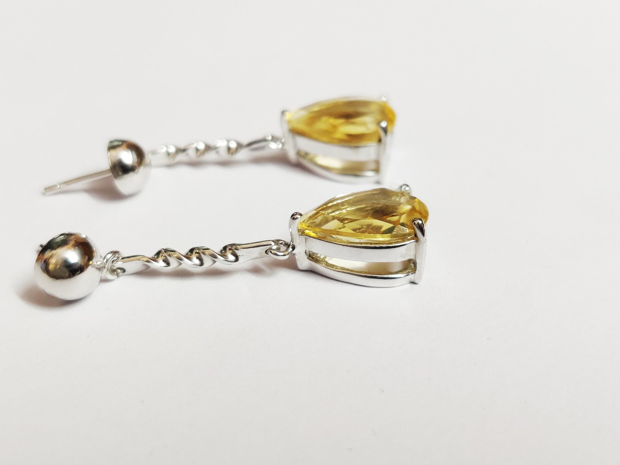 Silver Citrine Drop Earrings Citrine Tear Drop Earrings 925 Sterling Silver Citrine Earrings For Women