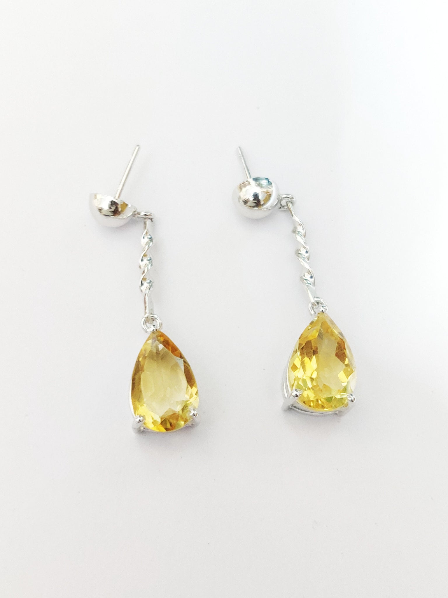 Silver Citrine Drop Earrings Citrine Tear Drop Earrings 925 Sterling Silver Citrine Earrings For Women