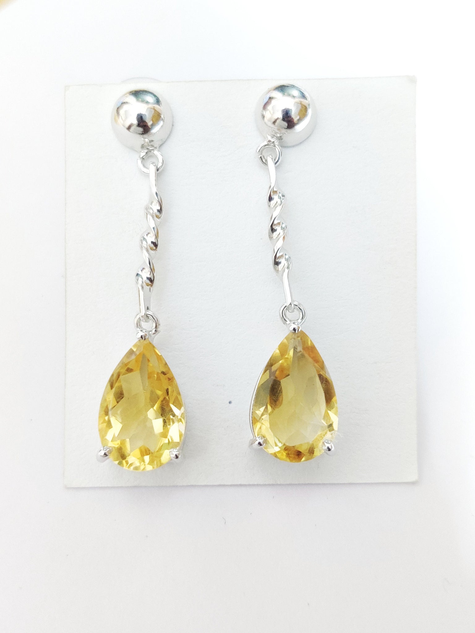 Silver Citrine Drop Earrings Citrine Tear Drop Earrings 925 Sterling Silver Citrine Earrings For Women