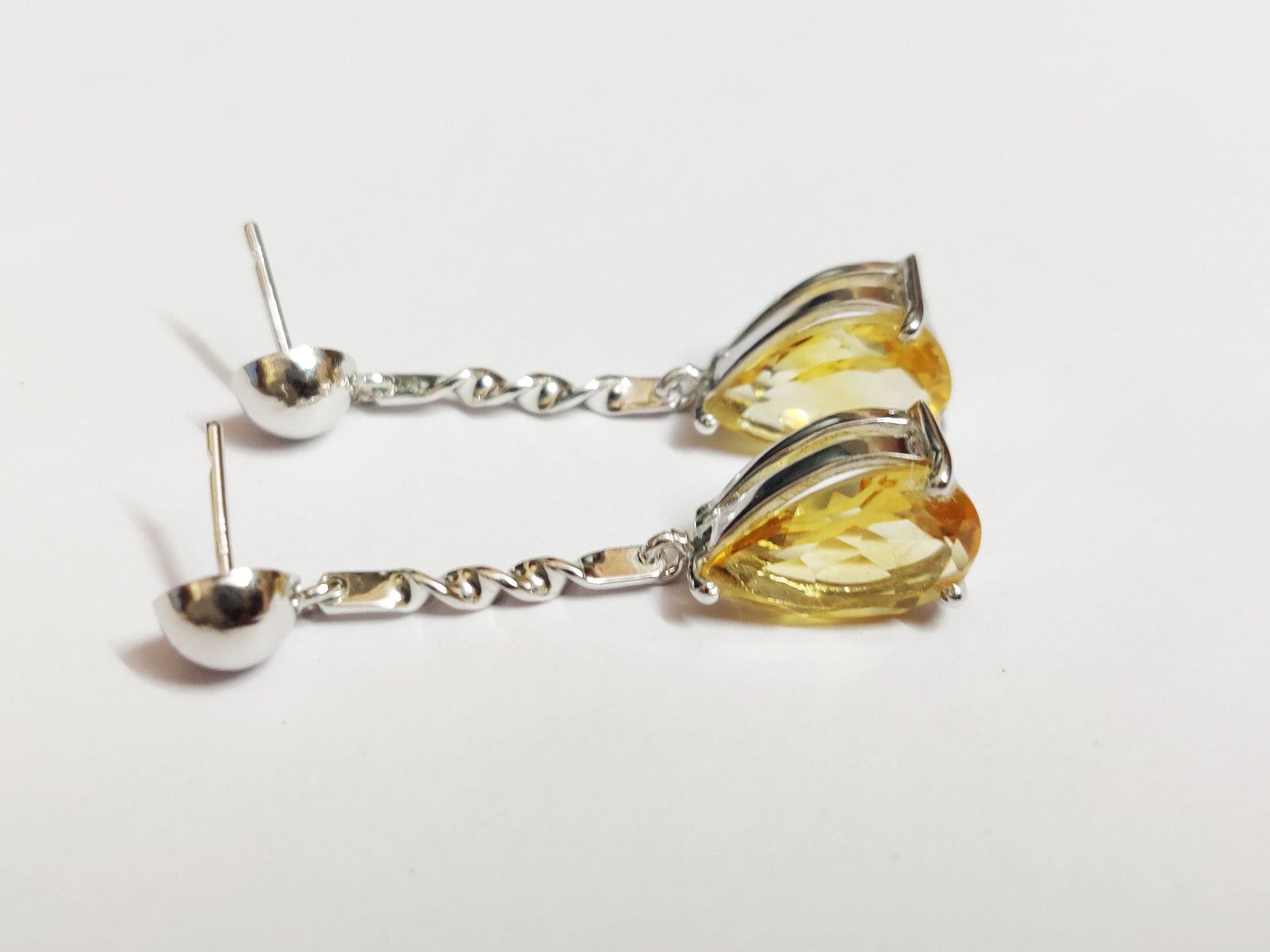 Silver Citrine Drop Earrings Citrine Tear Drop Earrings 925 Sterling Silver Citrine Earrings For Women