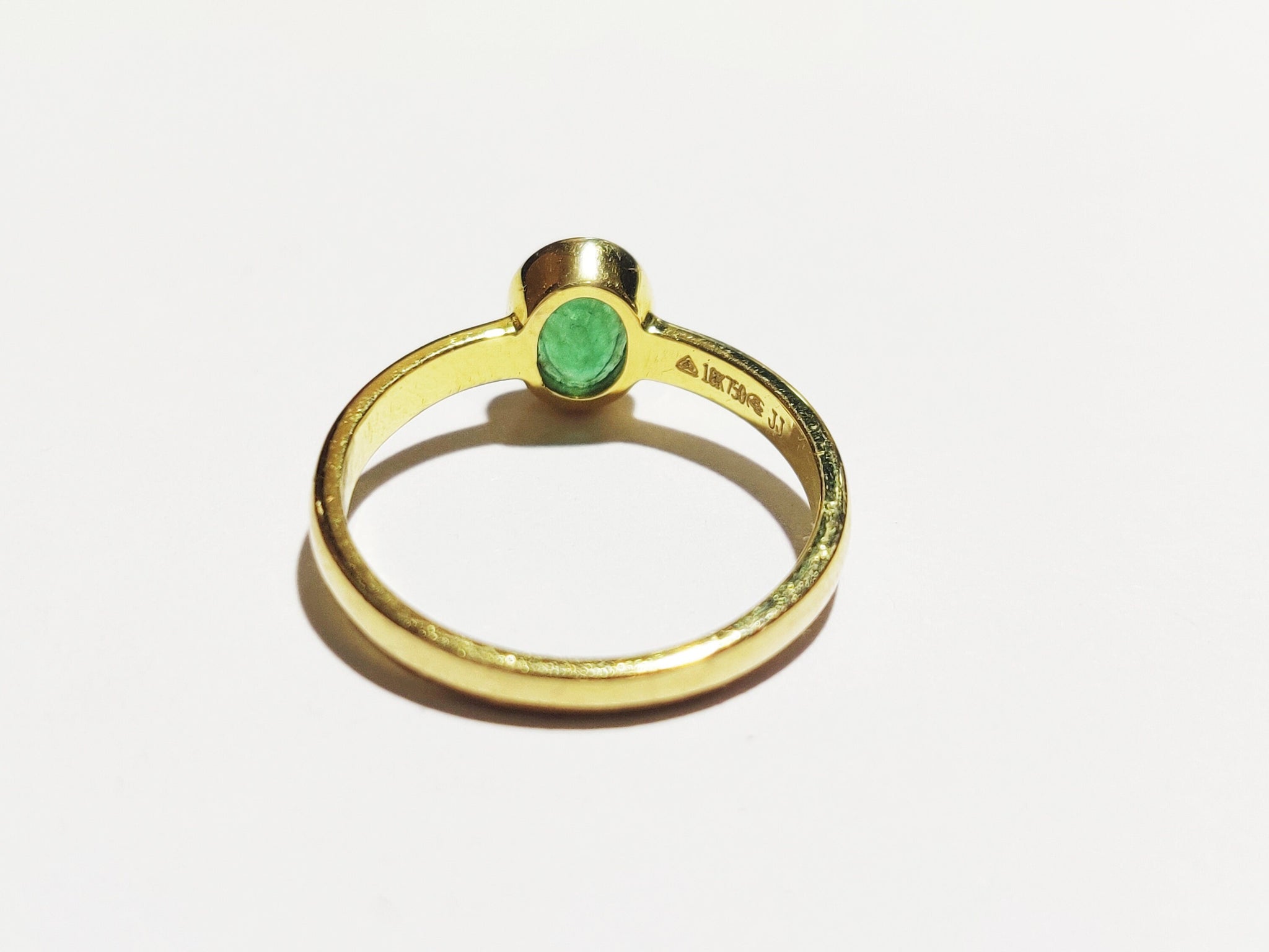 18K Yellow Gold Emerald Ring 5x7 mm Oval Emerald Ring Emerald Dainty Ring Solid Gold Emerald Ring Emerald Band Thin Emerald Ring Men Women