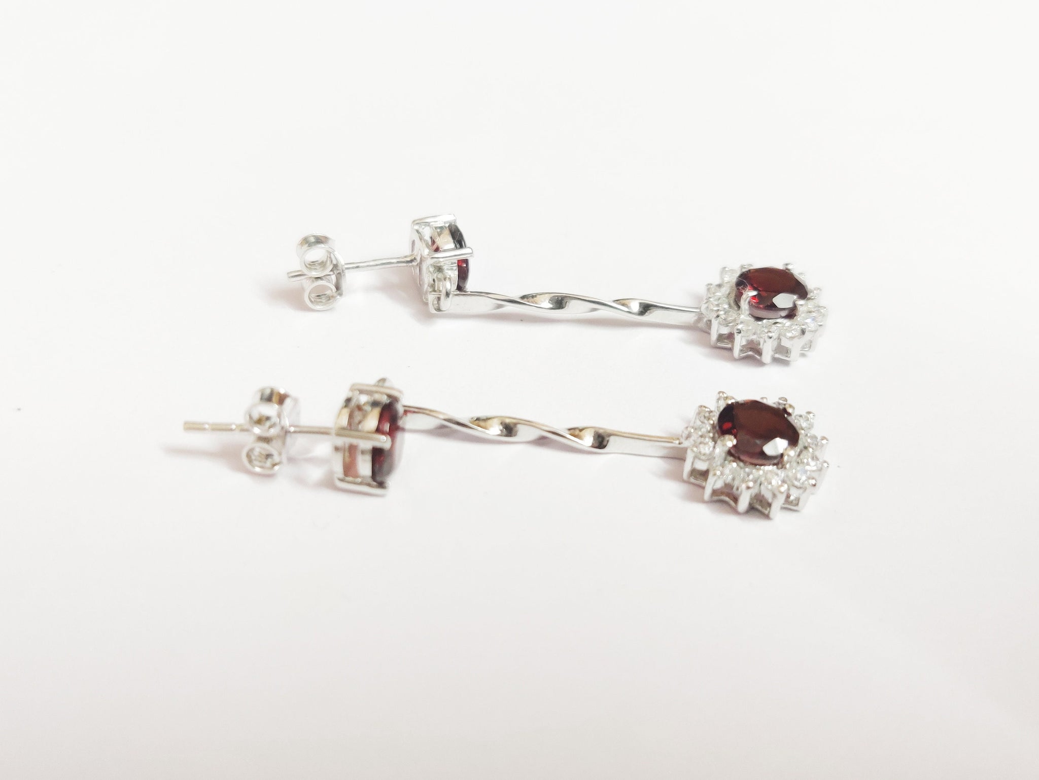 Silver Garnet Earrings Garnet Cluster Earrings AAA Quality 3.3 Ct Garnet 925 Sterling Silver Garnet Earrings Anniversary Gift For Women