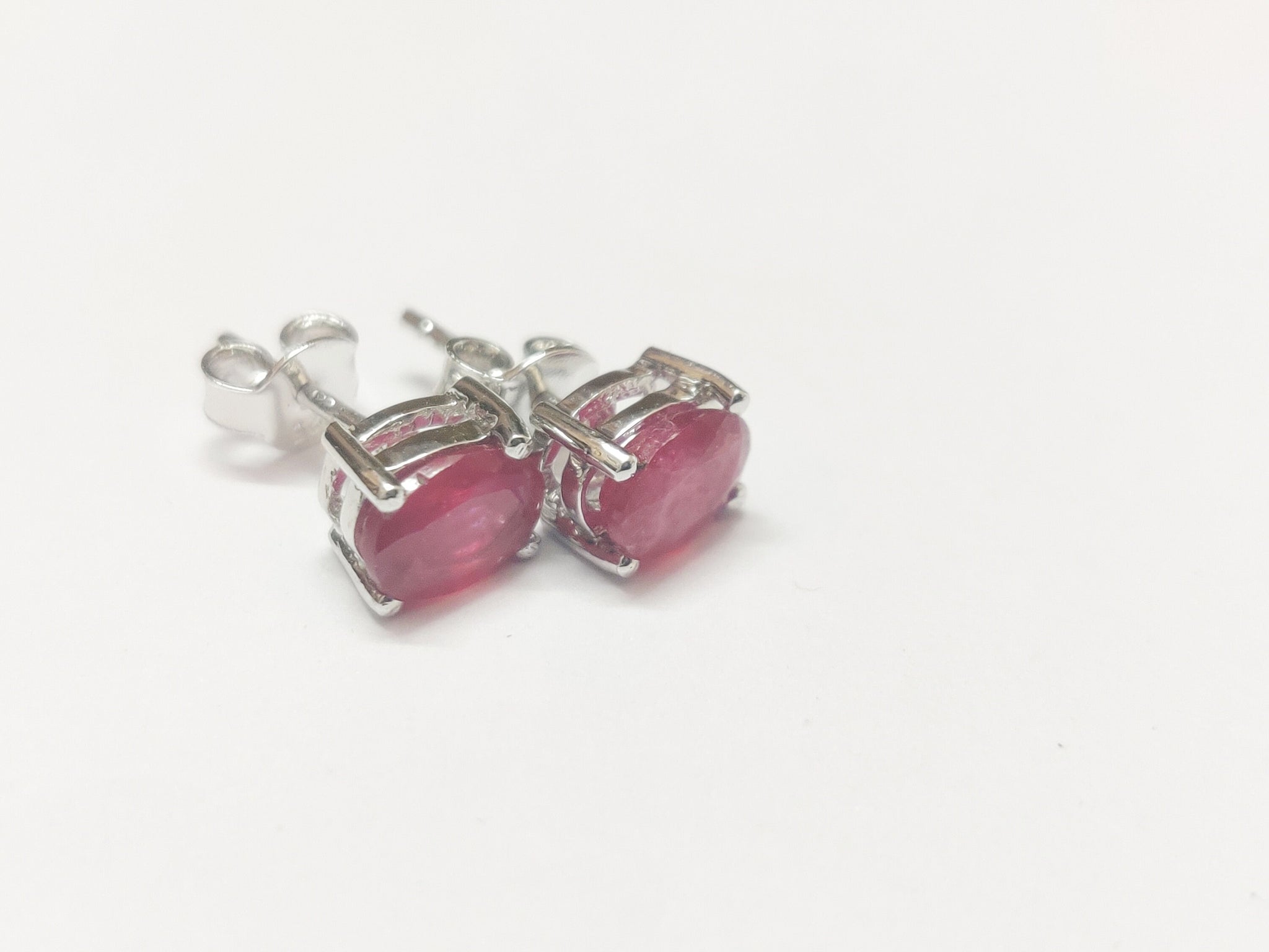 Ruby Stud Earrings 1.2 Ct Ruby Earrings Glass Filled Ruby 4x6 mm Oval Ruby Ear Studs Natural Ruby Ear Studs July Birthstone Ear Studs