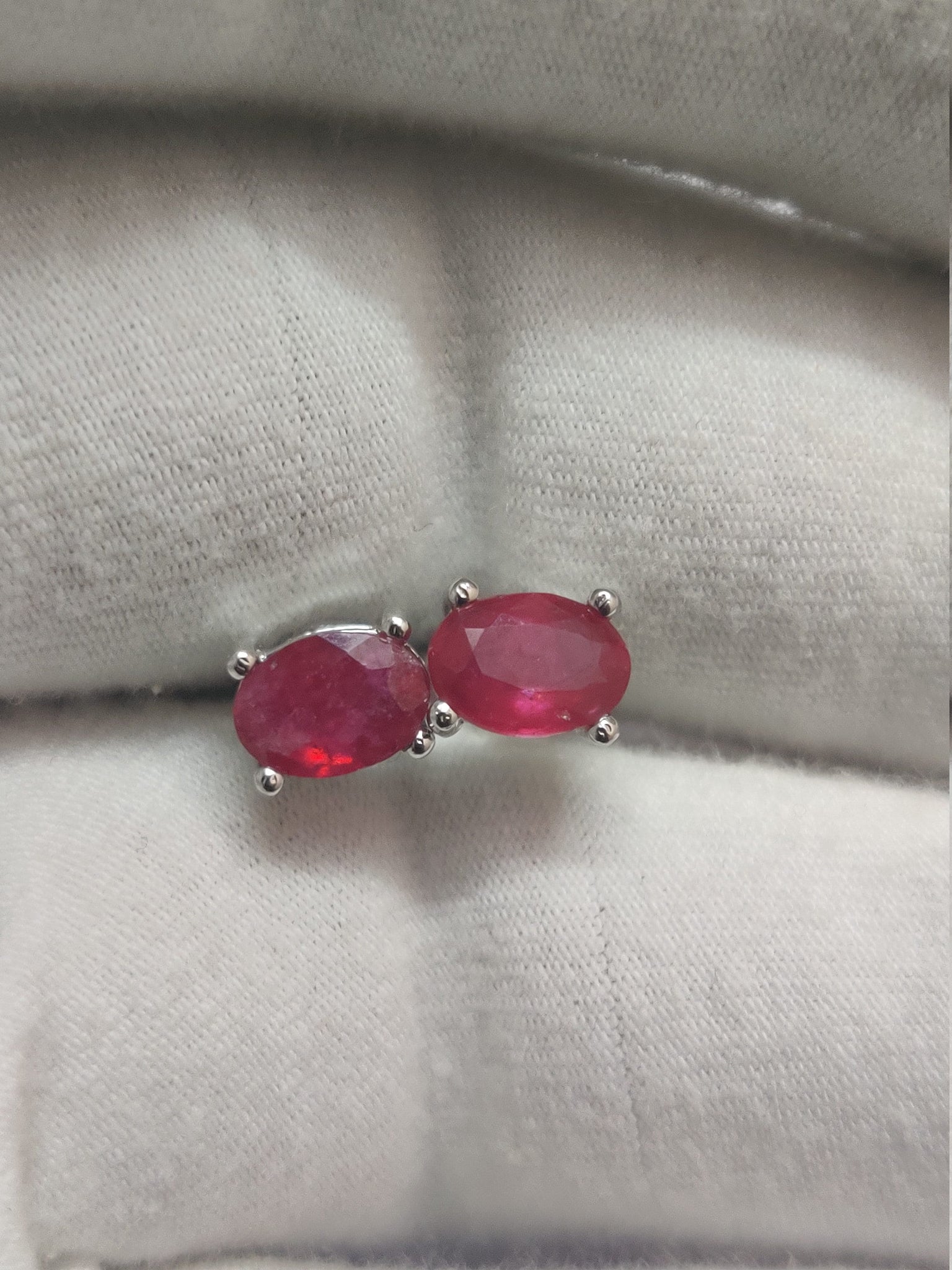 Ruby Stud Earrings 1.2 Ct Ruby Earrings Glass Filled Ruby 4x6 mm Oval Ruby Ear Studs Natural Ruby Ear Studs July Birthstone Ear Studs