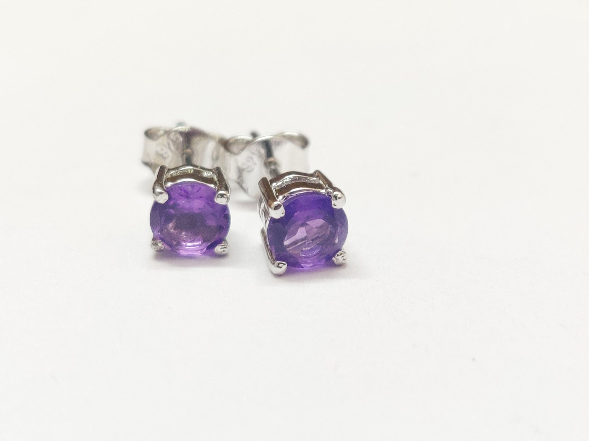 Amethyst Ear Studs Natural Amethyst Stud Earrings 5 mm Round 1.5 Ct Amethyst Ear Studs Silver Amethyst Stud Minimalist Ear Studs February