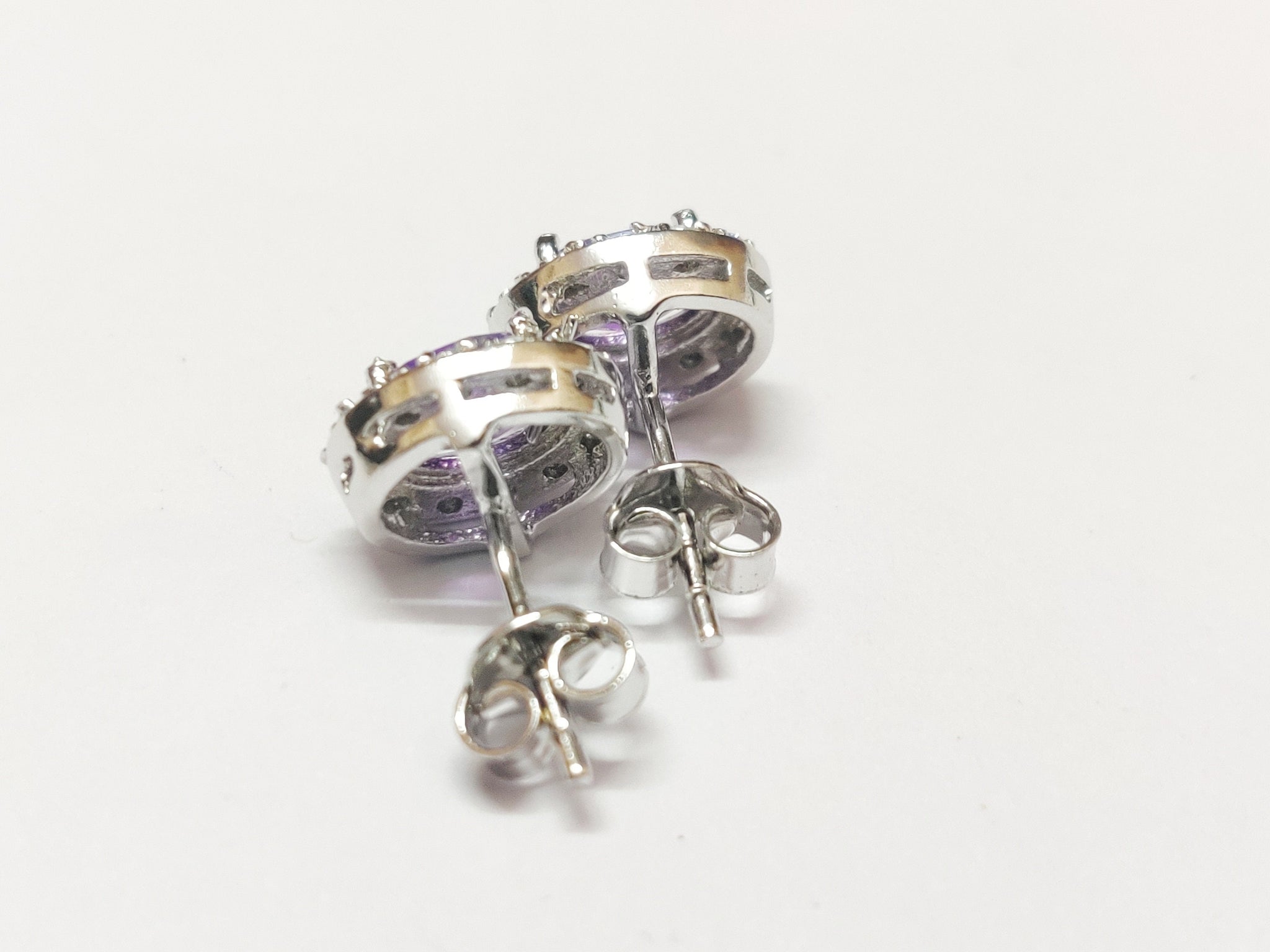 Silver Amethyst Stud Earrings 1.4 Ct African Amethyst Ear Studs Silver Amethyst Earrings Purple Stud Earrings Gemstone Studs February Stone