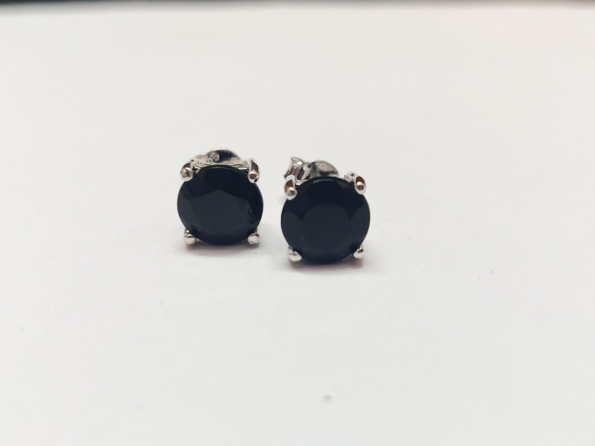 Black Onyx Ear Studs Black Onyx Stud Earrings 3.3 Ct Onyx Gemstone Ear Studs Gemstone Earrings 8 mm Round Black Onyx Large Black Onyx Studs