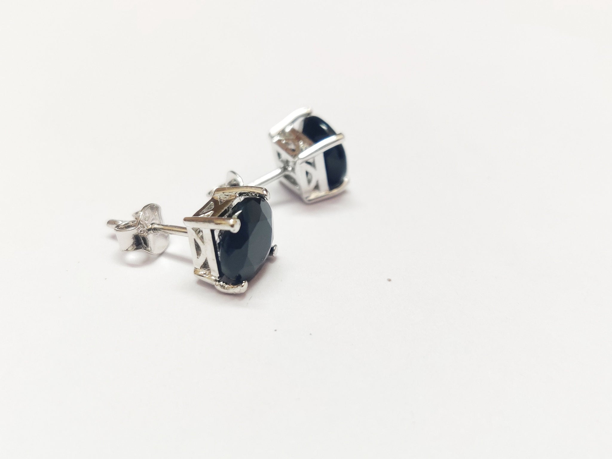 Black Onyx Ear Studs Black Onyx Stud Earrings 3.3 Ct Onyx Gemstone Ear Studs Gemstone Earrings 8 mm Round Black Onyx Large Black Onyx Studs