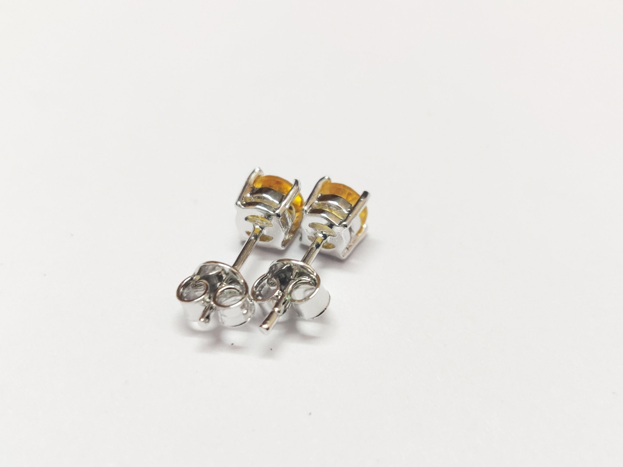 Citrine Stud Earrings Silver Citrine Earrings 1.5 Ct Citrine Ear Studs 5 mm Round Citrine Yellow Citrine Jewelry Gemstone Stud Earrings