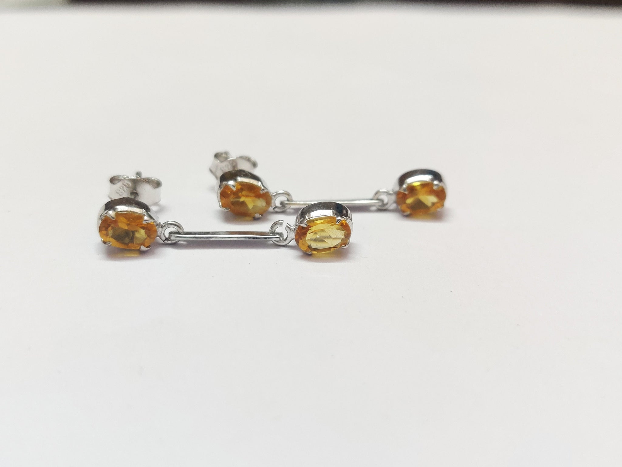 Citrine Drop Earrings Citrine Dangle Earrings 2.5 Ct Citrine Earrings Citrine Bridal Earrings 4x6 mm Oval Silver Citrine Drop Earrings