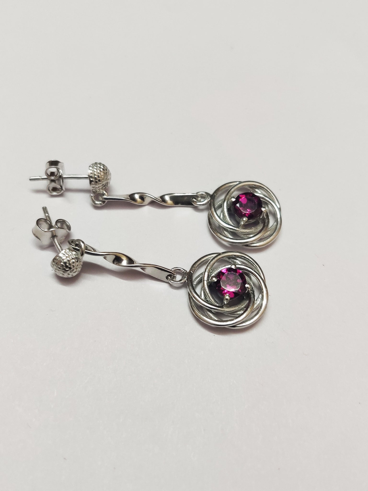 Garnet Drop Earring 1.5 Ct Rhodolite Garnet Earrings 5 mm Round Garnet Earrings Rhodolite Garnet Dangle Earring Designer Garnet Drop Earring