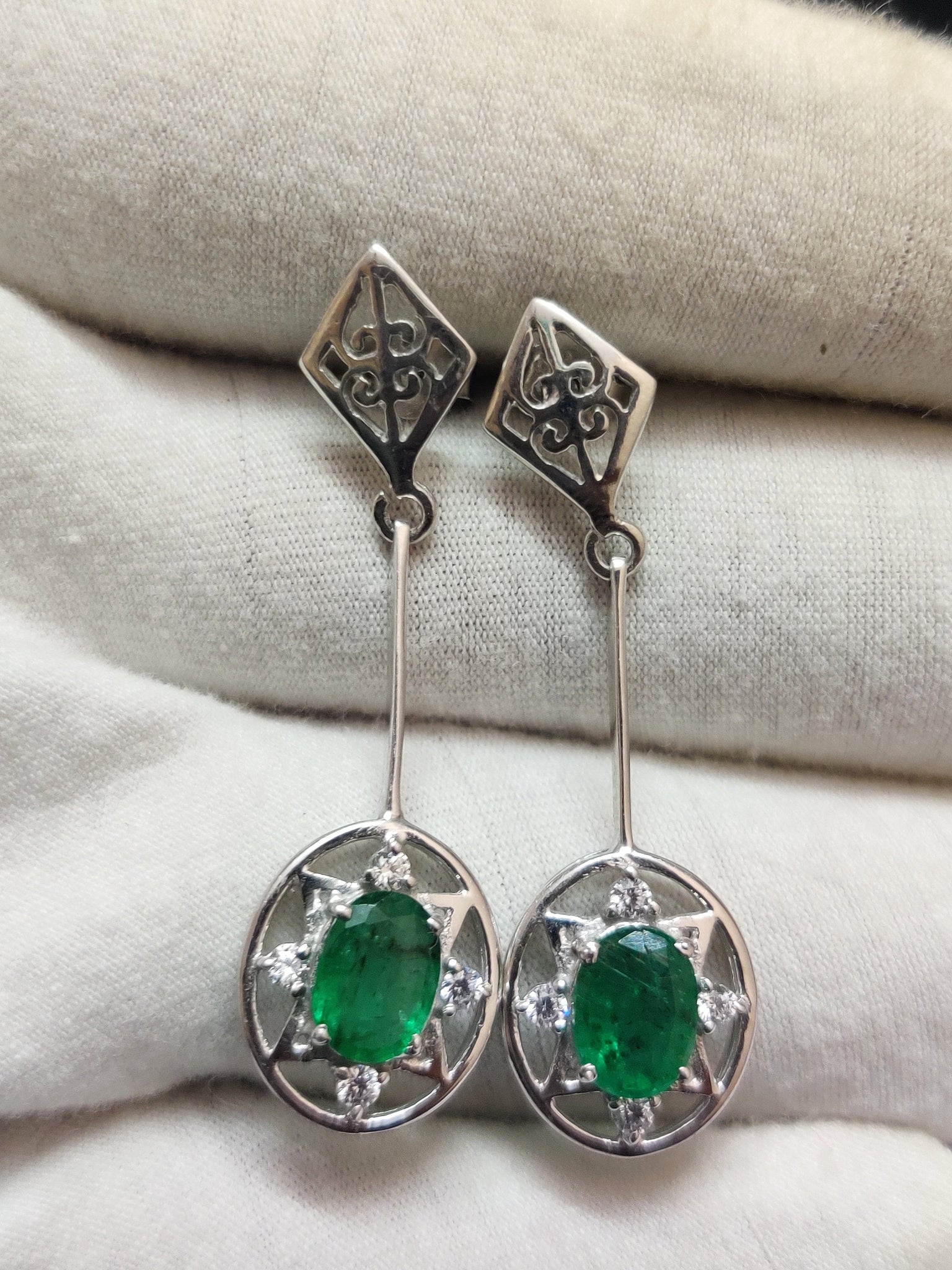 Emerald Drop Earrings 2.3 Ct Emerald Earrings Natural Zambian Emerald Earrings Emerald Dangle Earring Genuine Emerald Silver Emerald Jewelry