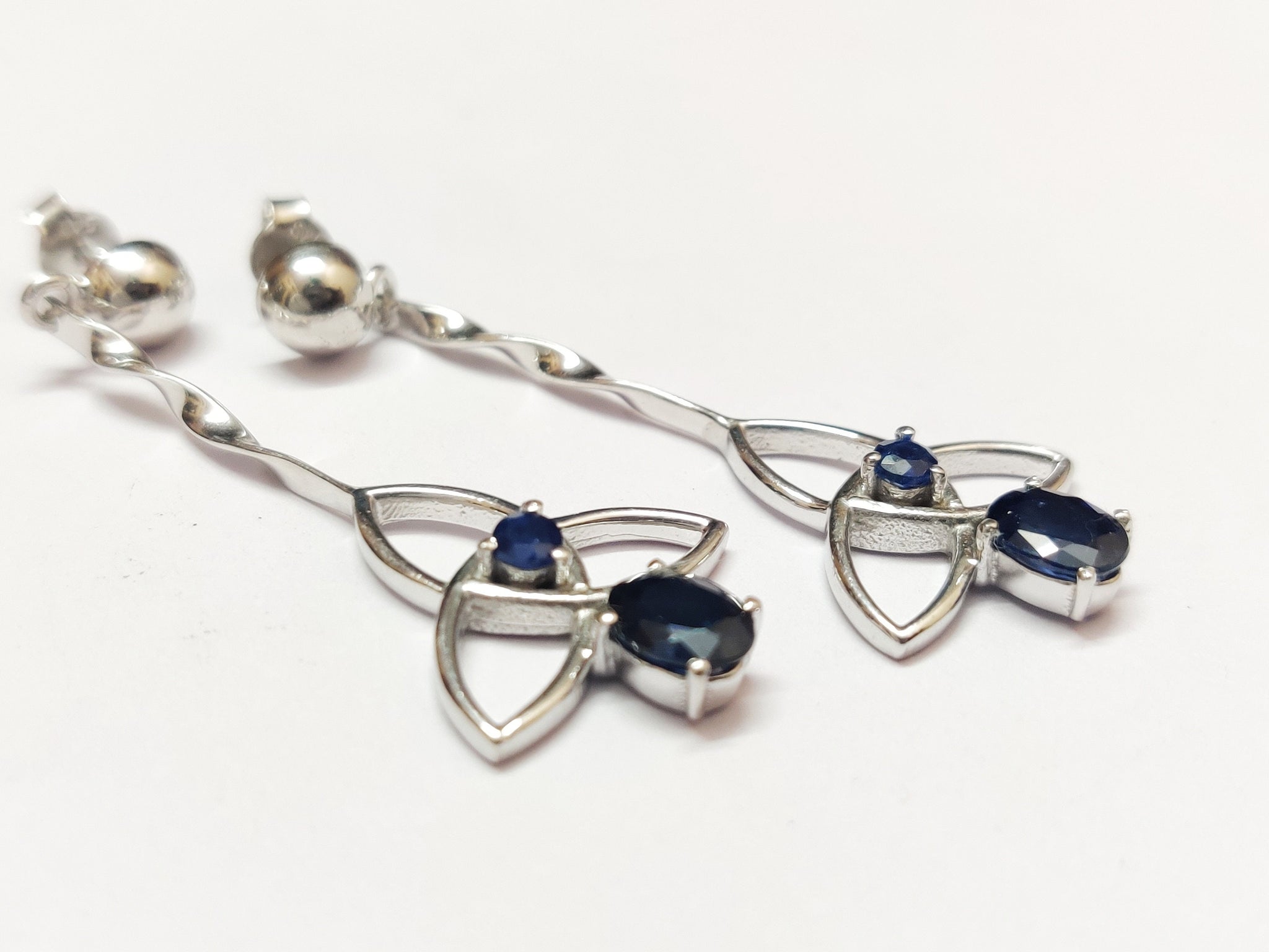 Blue Sapphire Drop Earrings 2.5 Ct Blue Sapphire Star Earrings Natural Sapphire Earrings Sapphire Dangle Earring Silver Sapphire Earrings