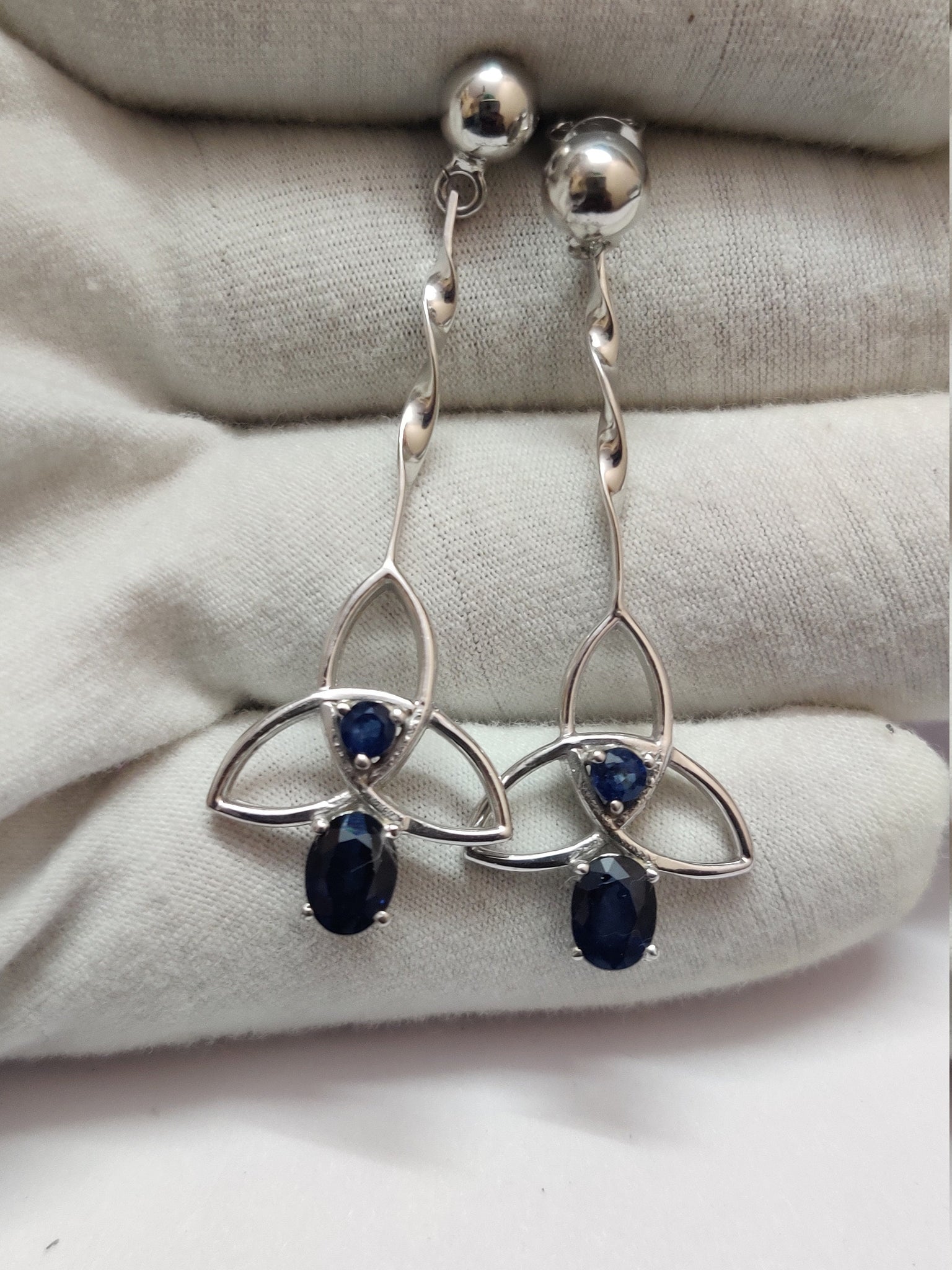 Blue Sapphire Drop Earrings 2.5 Ct Blue Sapphire Star Earrings Natural Sapphire Earrings Sapphire Dangle Earring Silver Sapphire Earrings