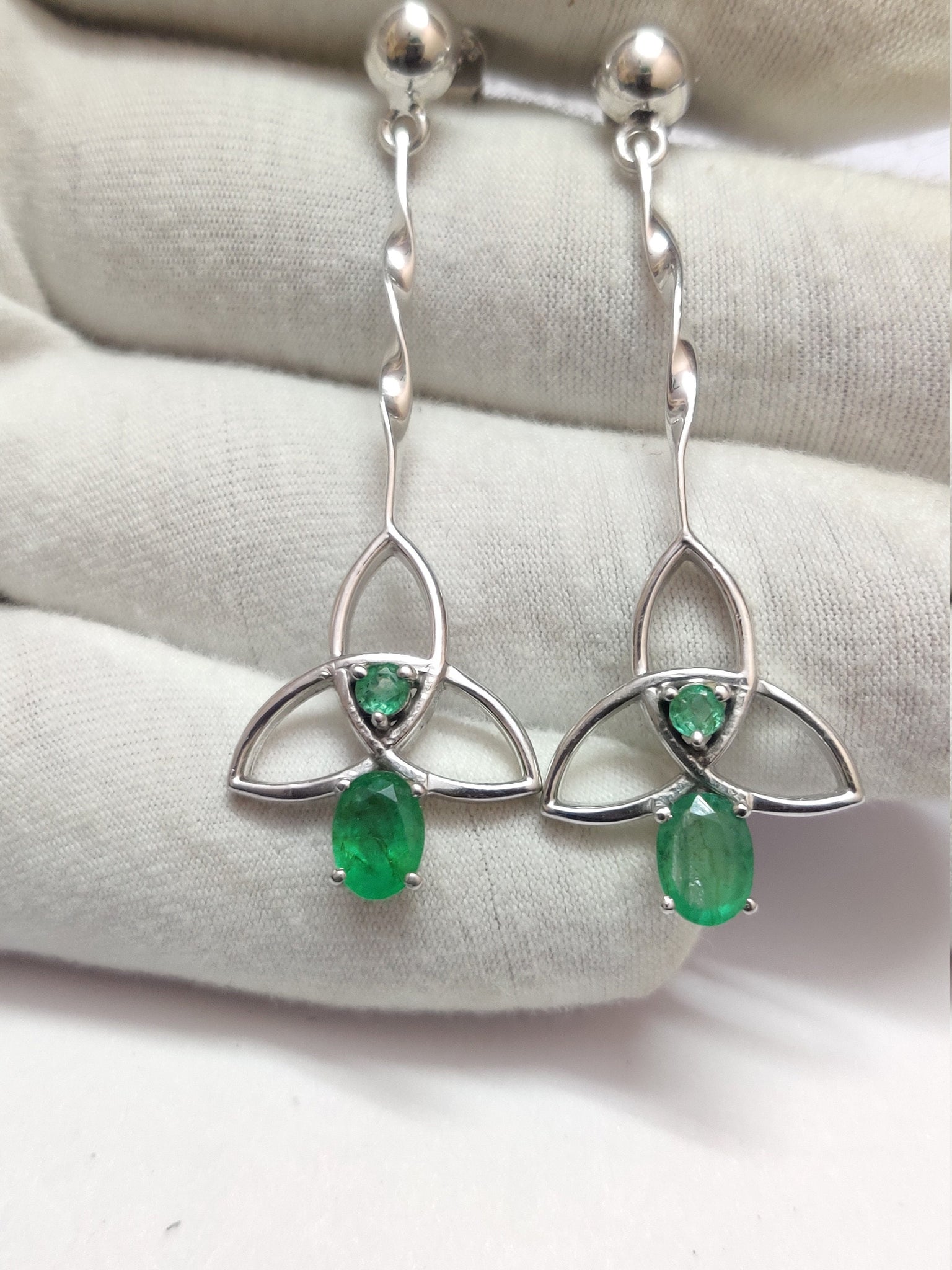 Emerald Drop Earrings 2.5 Ct Emerald Floral Earrings Natural Zambian Emerald Earrings Emerald Dangle Earring Silver Emerald Earrings Women