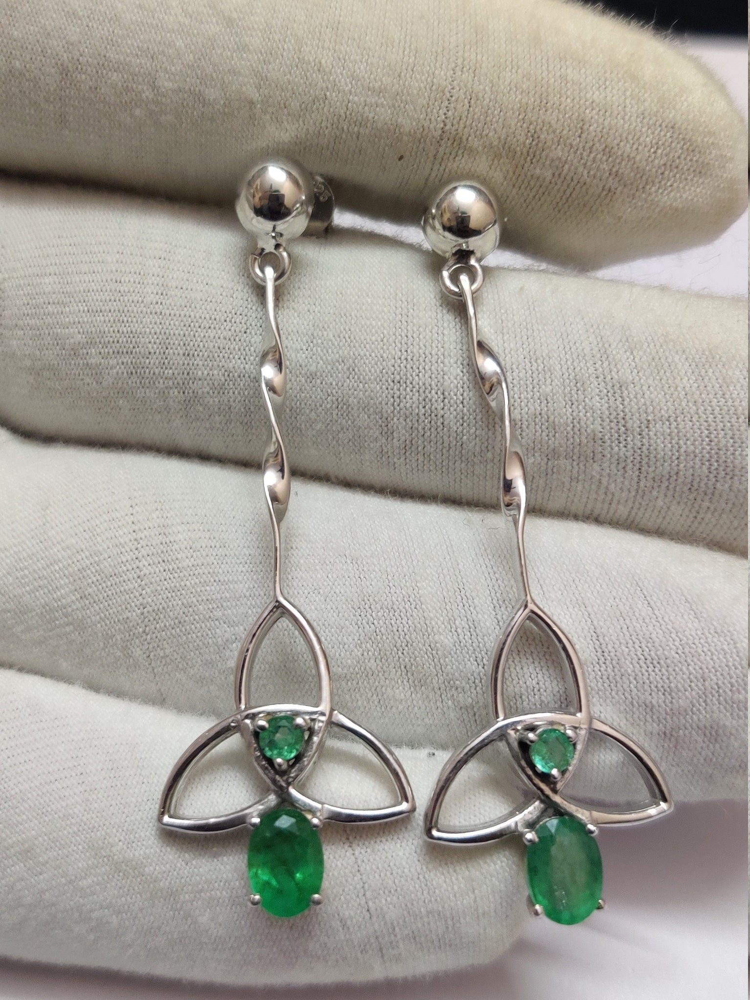 Emerald Drop Earrings 2.5 Ct Emerald Floral Earrings Natural Zambian Emerald Earrings Emerald Dangle Earring Silver Emerald Earrings Women