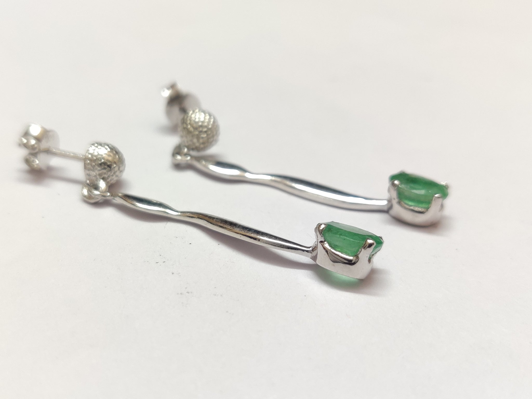 Emerald Drop Earrings 1.3 Ct Emerald Designer Earrings Natural Zambian Emerald Earrings 5x7 mm Oval Emerald Earring Silver Emerald Earrings