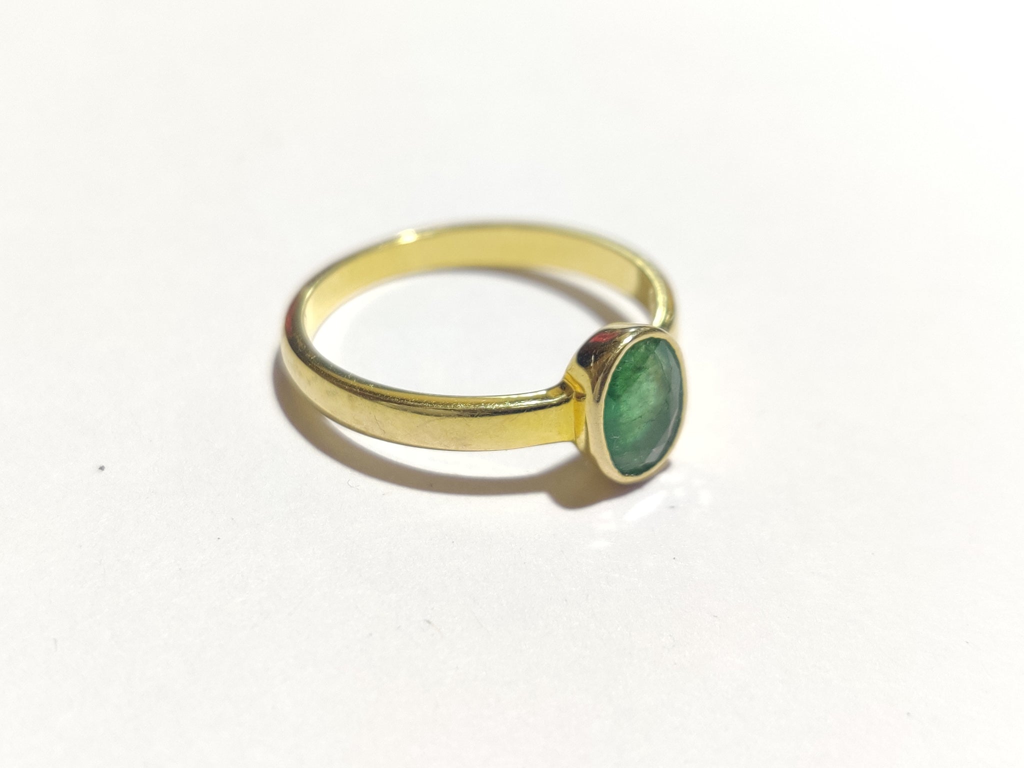 18K Yellow Gold Emerald Ring 5x7 mm Oval Emerald Ring Emerald Dainty Ring Solid Gold Emerald Ring Emerald Band Thin Emerald Ring Men Women