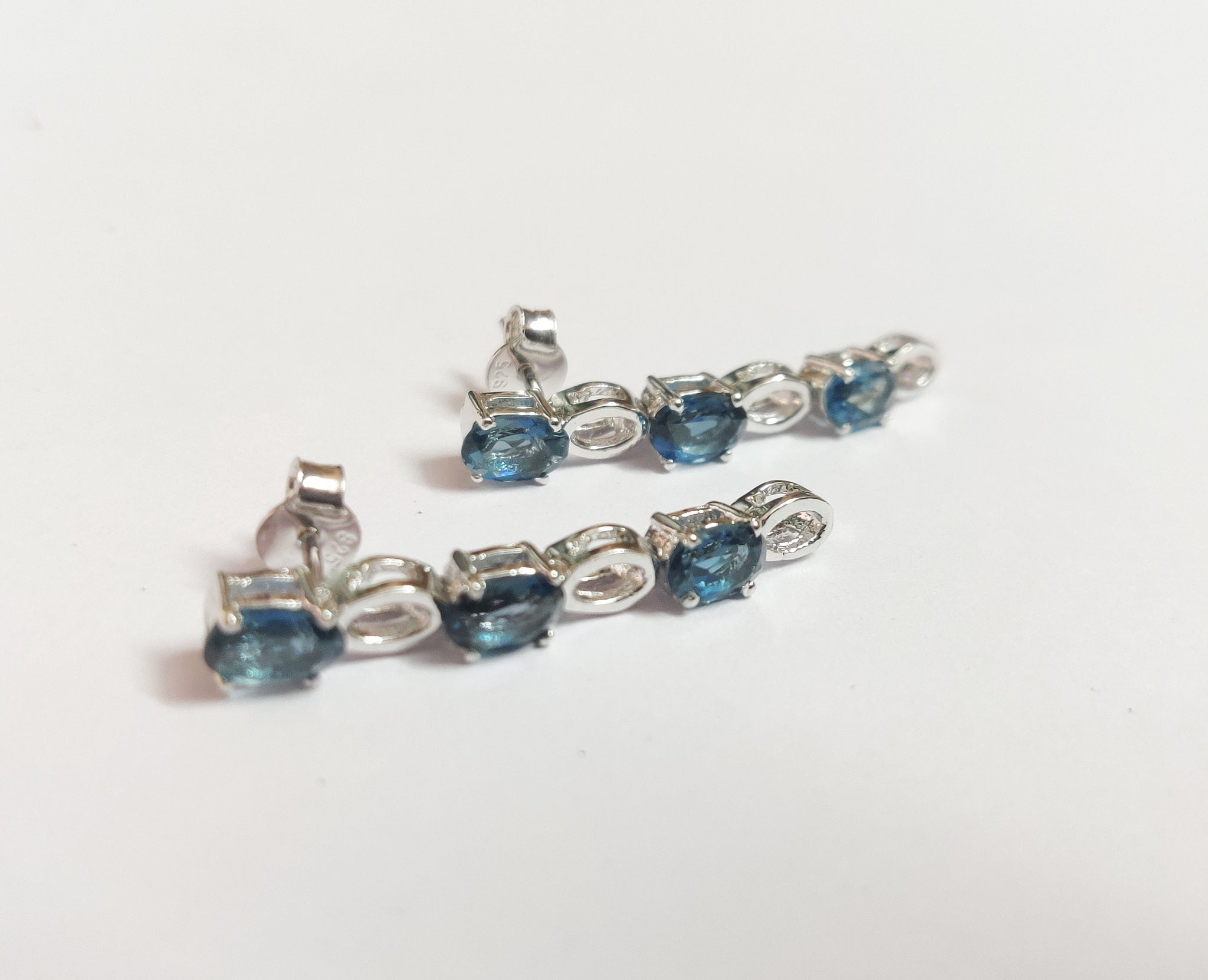 Silver London Blue Topaz Earrings Natural 3.5 Ct High Quality London Blue Topaz Drop Earrings 925 Sterling Silver London Blue Topaz Earrings