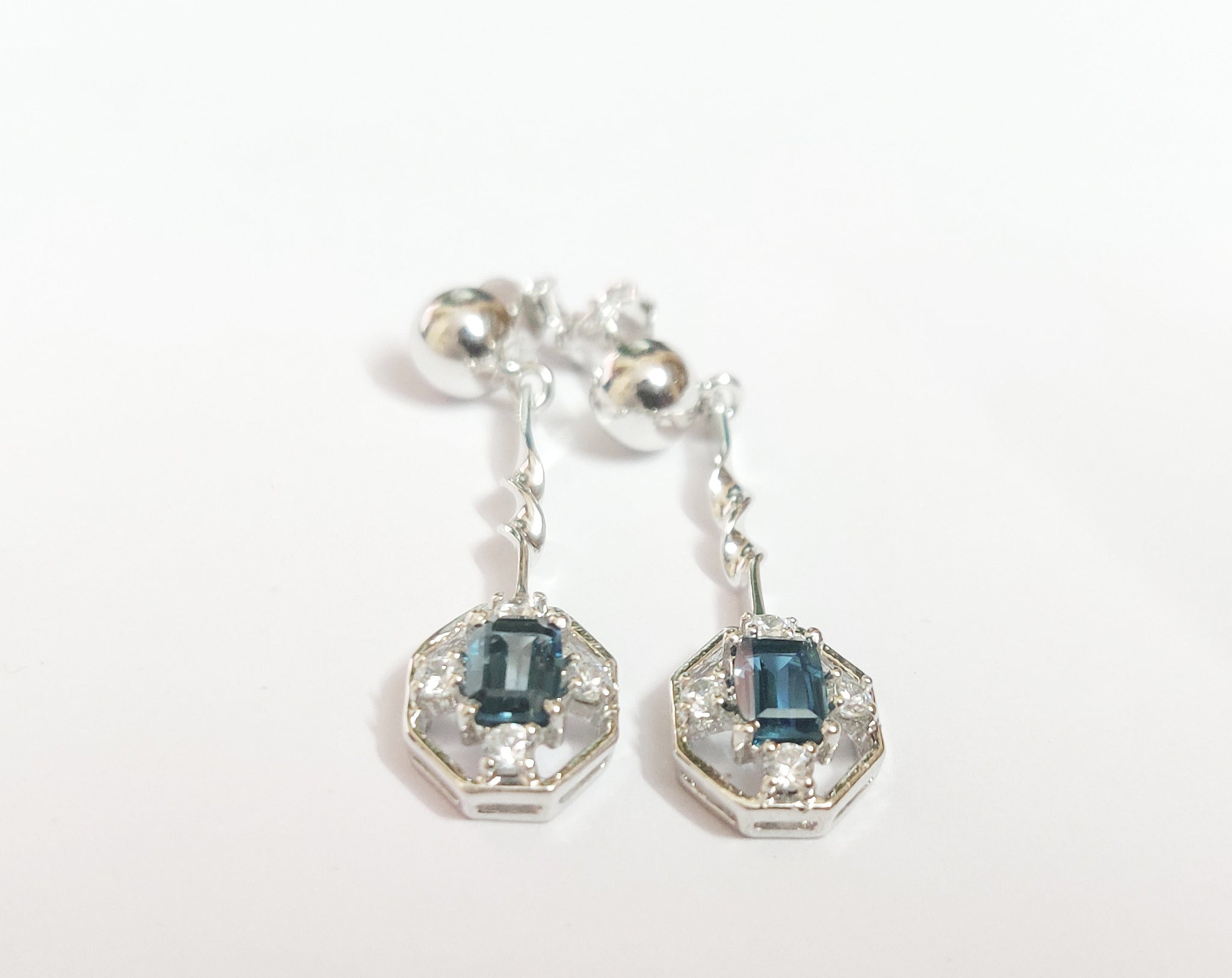 AAA Quality London Blue Topaz Drop Earrings 1.5 Ct London Blue Topaz Octagon Cut 925 Sterling Silver Blue Topaz Droop Earrings Gifts Women