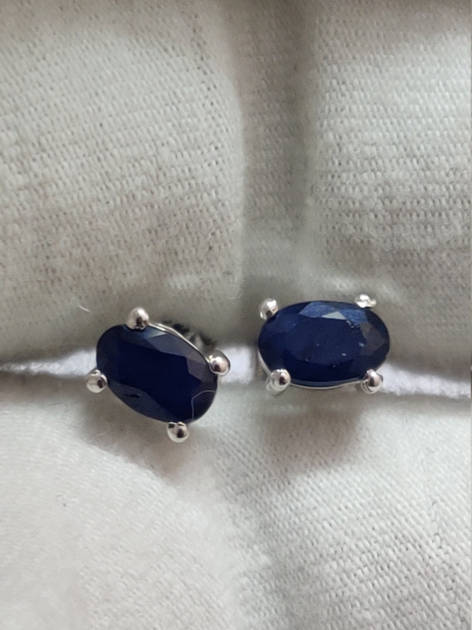 Blue Sapphire Earrings 0.8 Ct Blue Sapphire Stud Earrings 4x6 mm Oval Sapphire Earrings Natural Blue Sapphire Dainty September Earrings