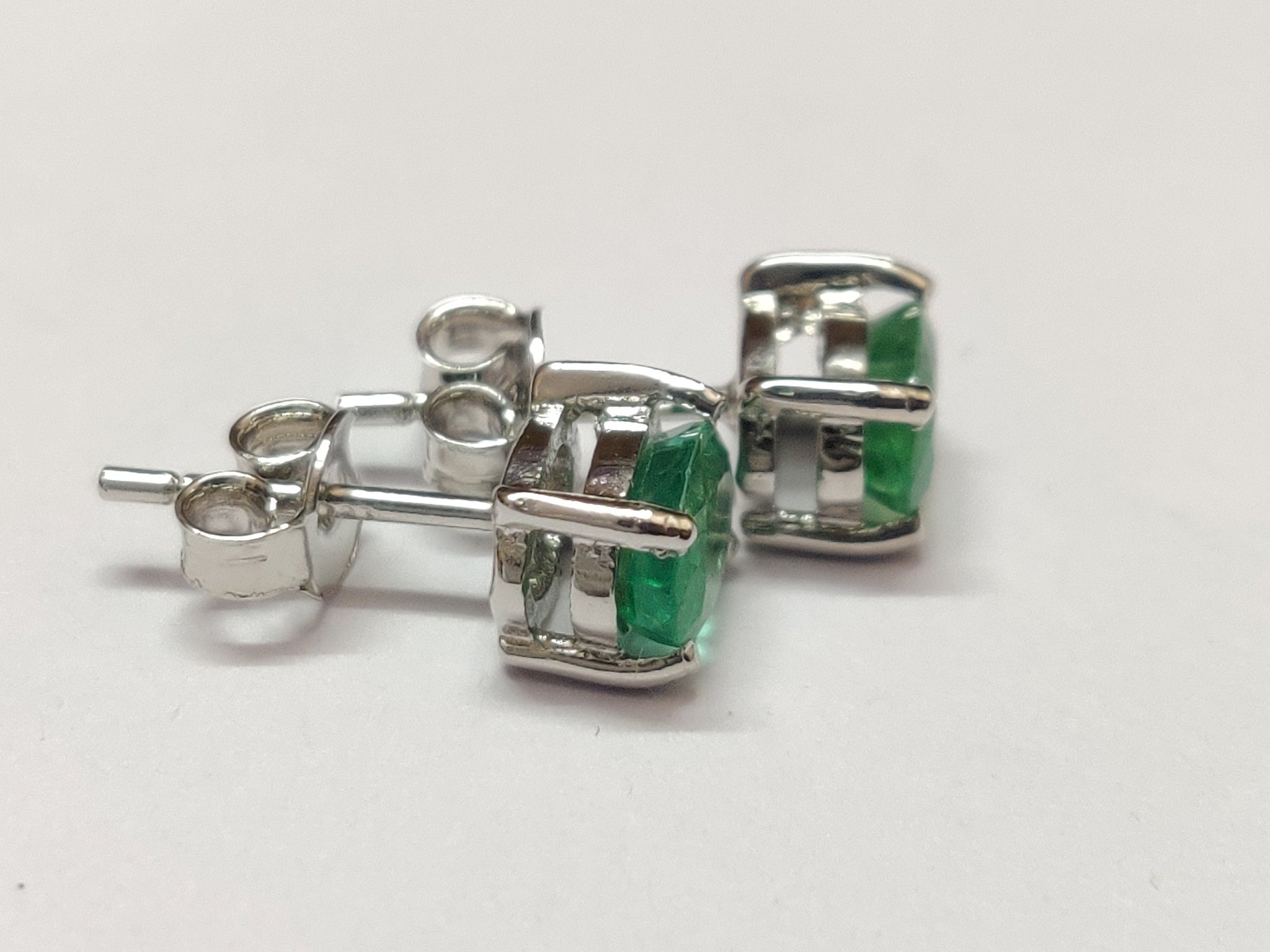 Silver Emerald Earring 1.8 Ct Emerald Stud Earrings Natural Emerald May Birthstone Earrings Zambian Emerald Jewelry Birthstone Stud Earrings