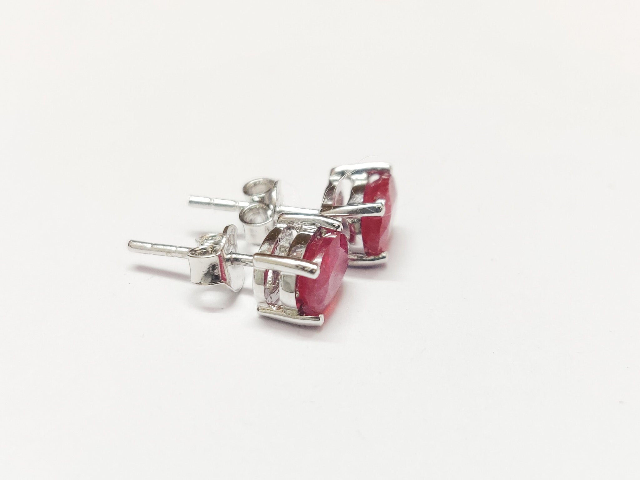 Ruby Stud Earrings 2 Ct Ruby Earrings Glass Filled Ruby 5x7 mm Oval Ruby Ear Studs Natural Red Ruby Ear Studs July Birthstone Ear Studs