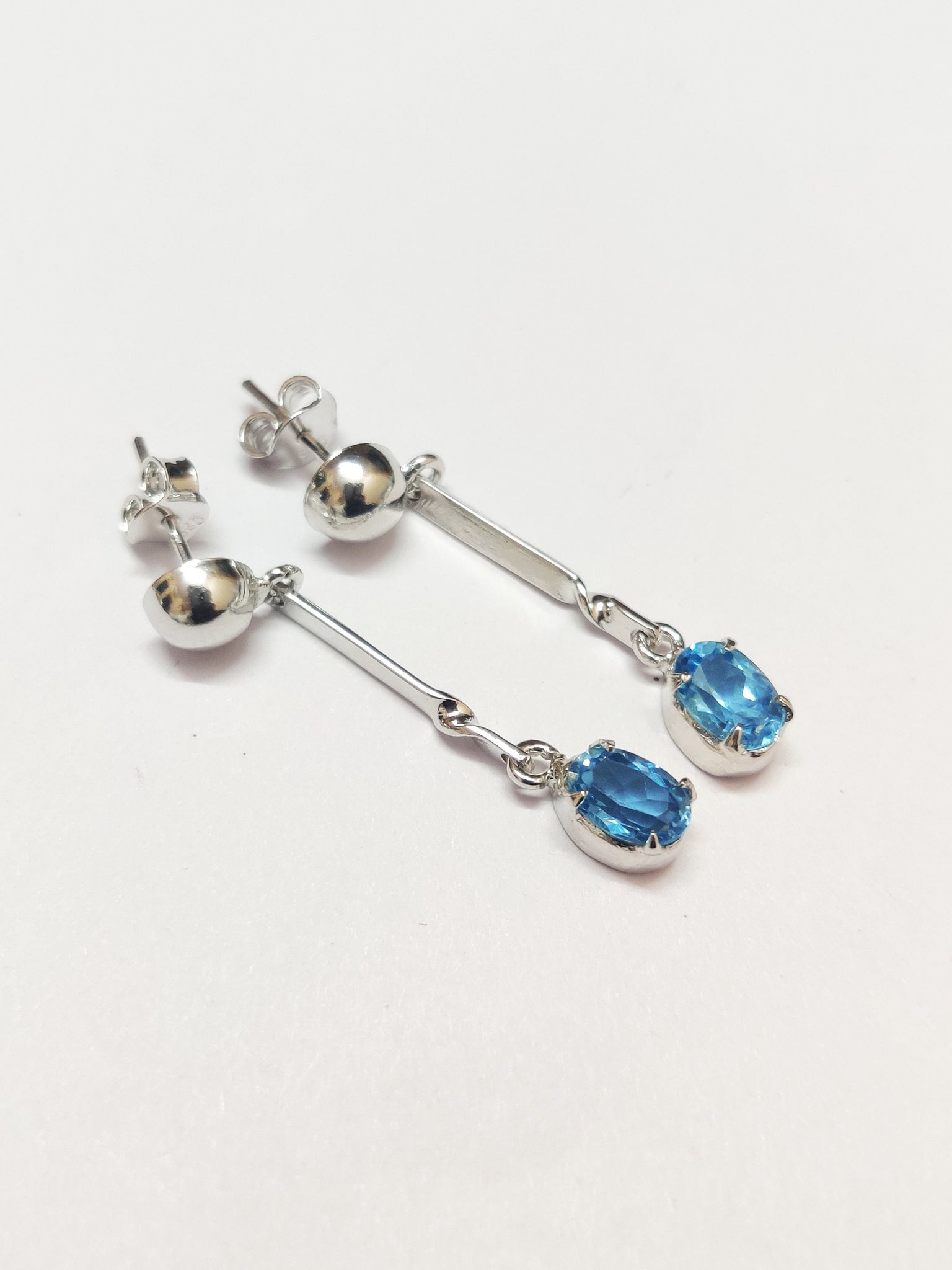 Blue Topaz Drop Earring 2 Ct Swiss Blue Topaz Earrings 5x7 mm Oval Topaz Earrings Swiss Topaz Dangle Earrings Designer Topaz Drop Earrings