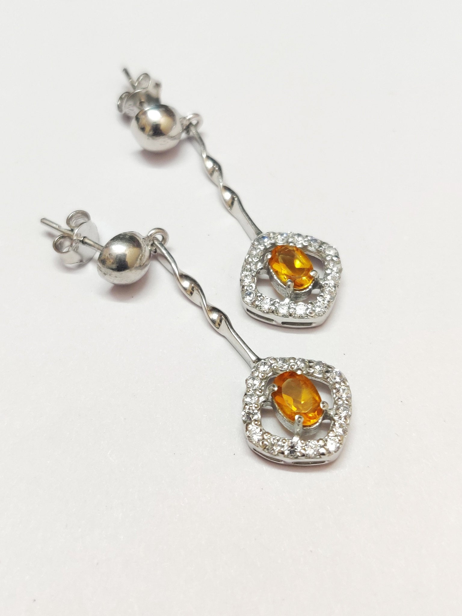 Citrine Earrings Citrine Drop Earrings 1.2 Ct Citrine Dangle Earrings Citrine Bridal Earrings 4x6 mm Oval Silver Citrine Drop Earrings